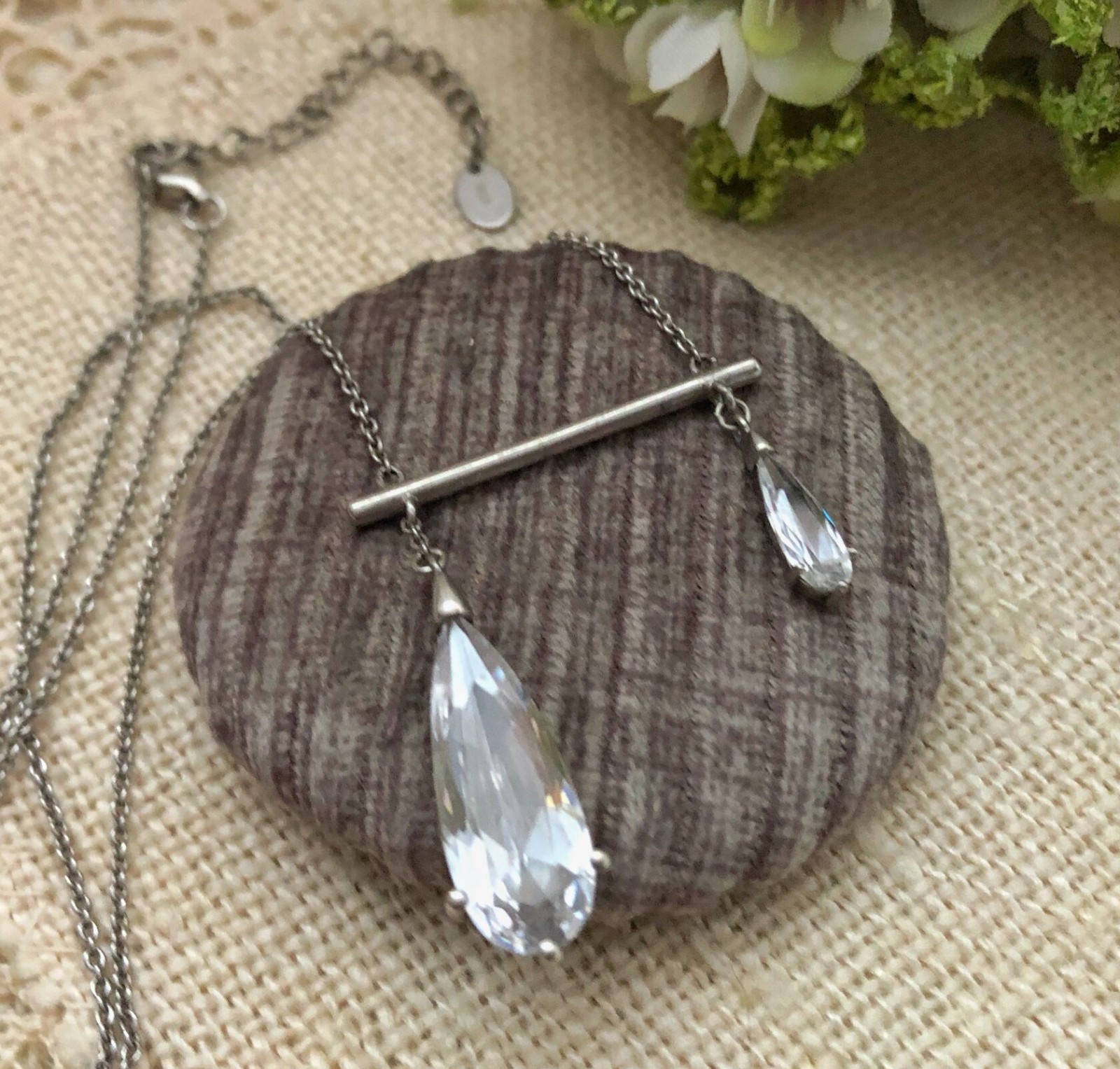 Classic Estate Vintage Necklace Chain Cubic Zirconia Silver 925 Eastern European