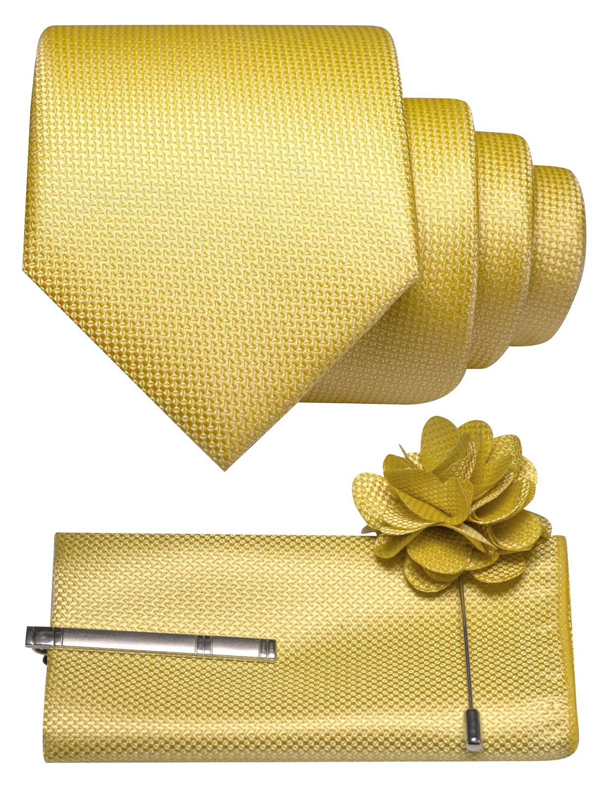 Mens Tie and Lapel Pin with Pocket Square Tie Clip Sets for Casual and Business