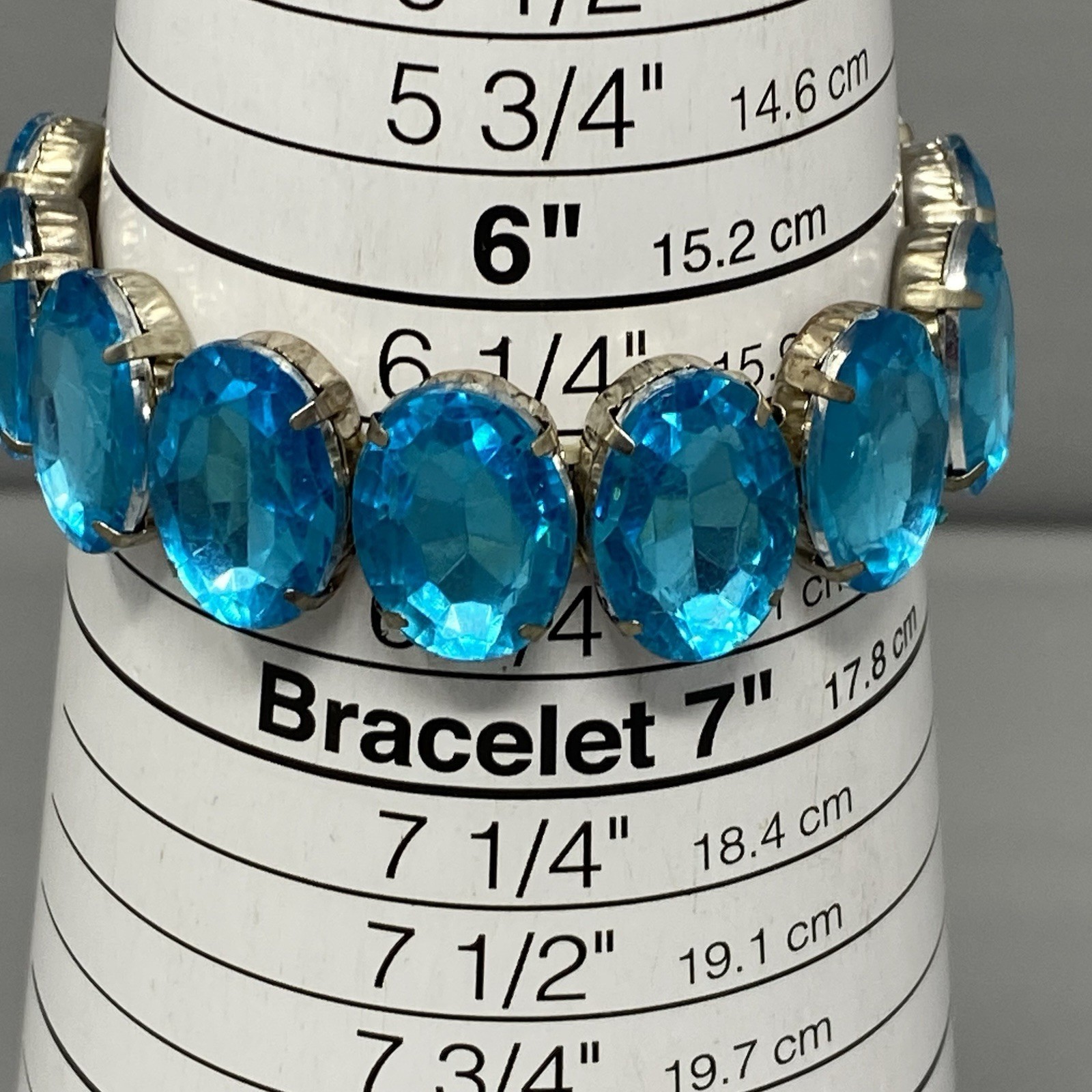 Rhinestone Stretch Bracelet Lot of 6 Blue Purple Clear Acrylic Silver Gold Tone