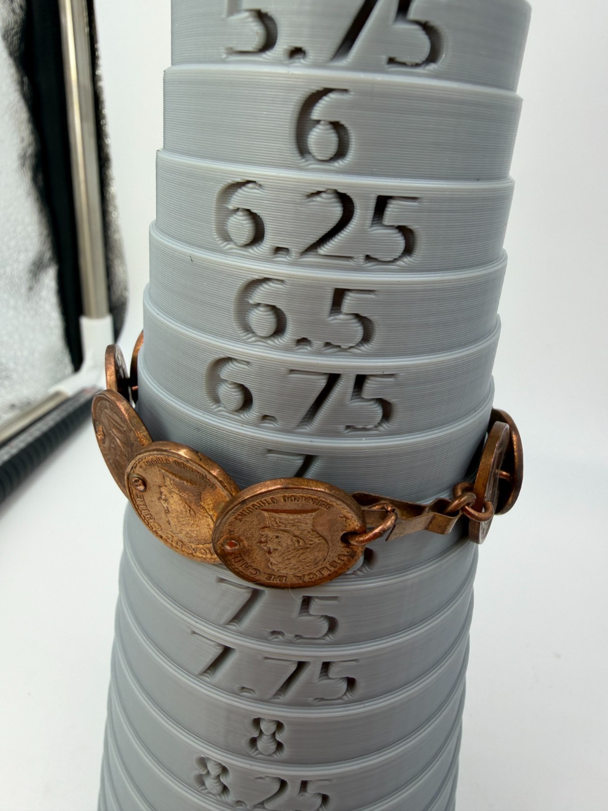 Vintage Bracelet Copper Coin Chain Link 7 Inches Chile Foreign PJ