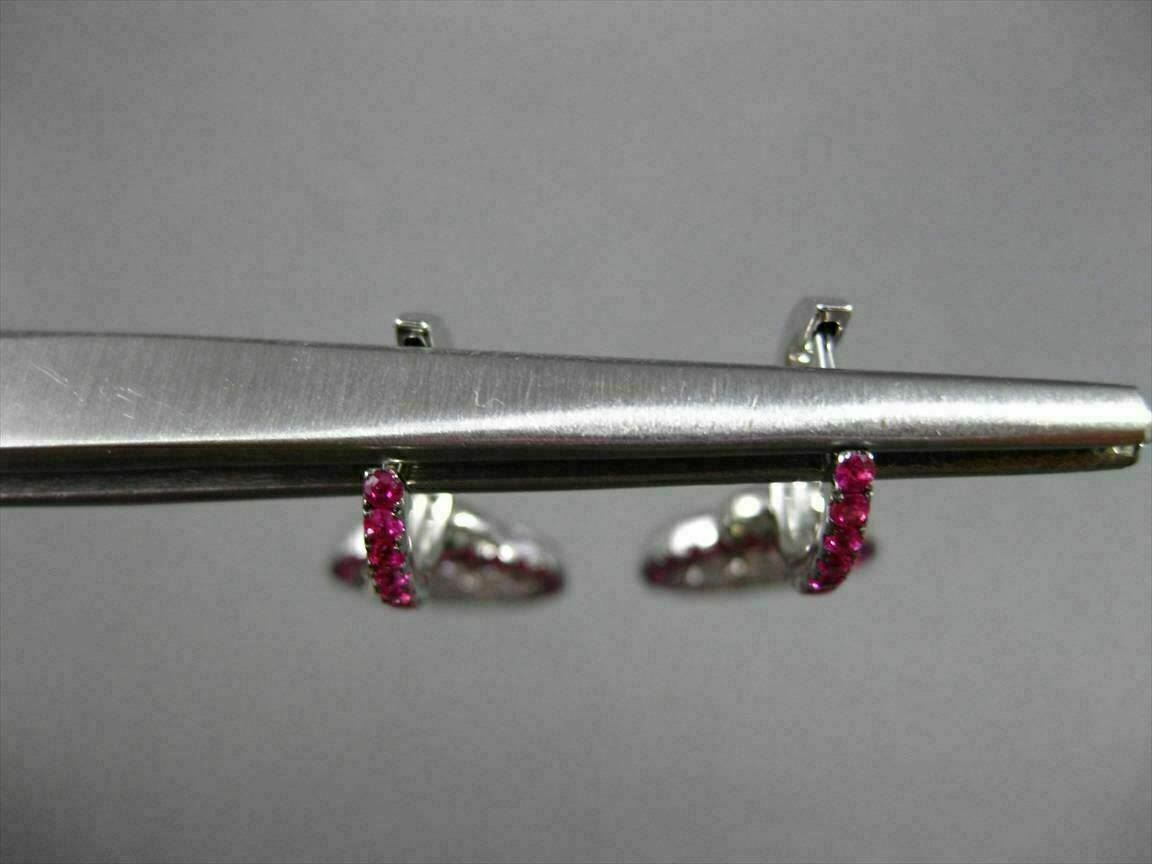 ANTIQUE 1.53CT PINK SAPPHIRE & DIAMOND 18KT WHITE GOLD FLOWER HANGING EARRINGS