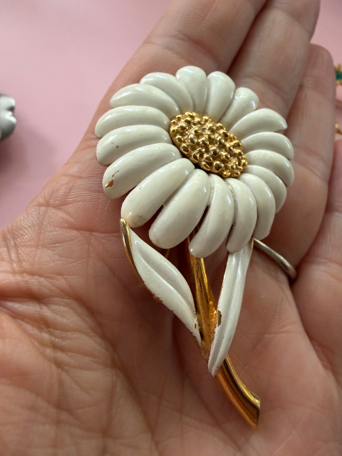 Vintage Brooch Lot Gold Silver Tone Floral Leaf Rhinestone 50s 60s 80s