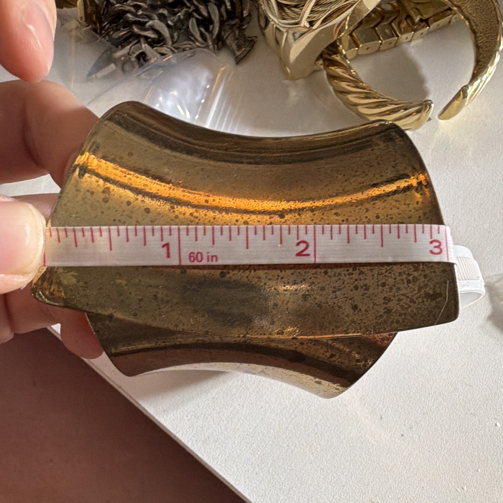 Vintage Wide Gold Tone Hinged Cuff Bracelet Statement Spring Hinge 102.21g