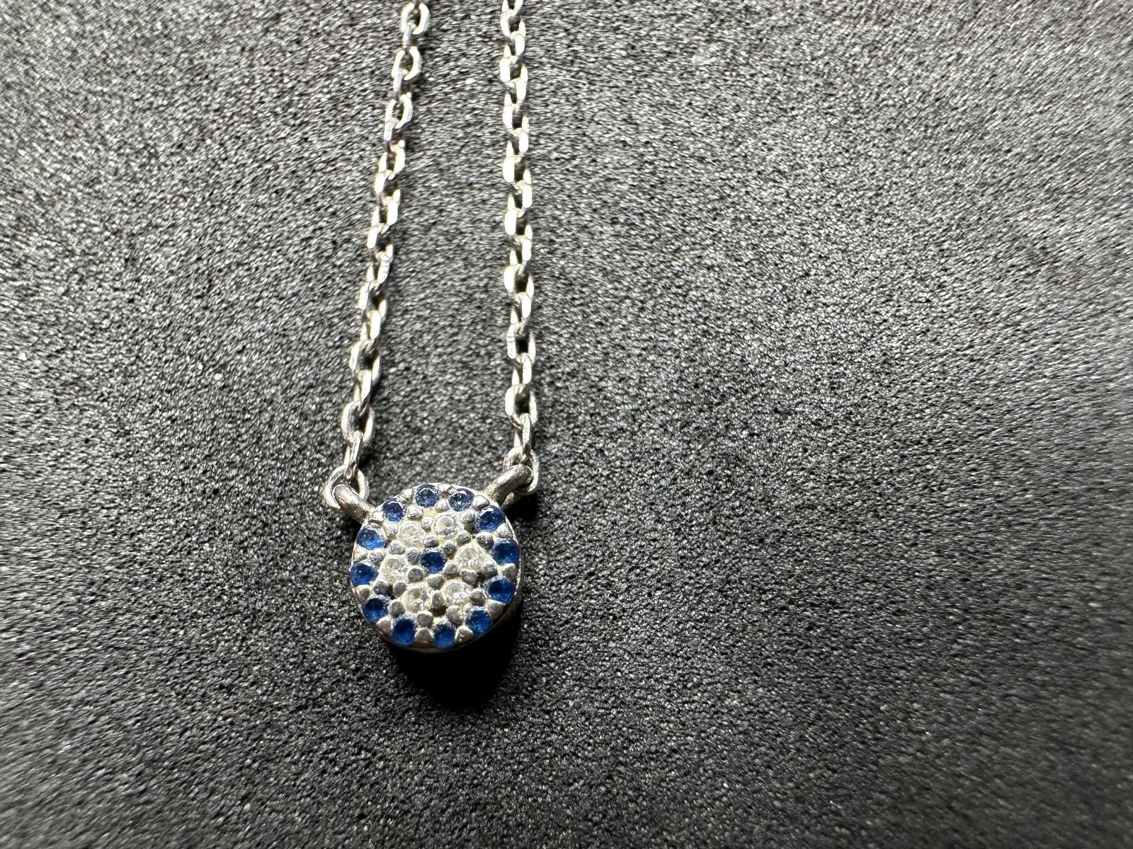 1.52g Vintage Sterling Silver 925 Blue Adjustable Pendant Necklace 18 in M