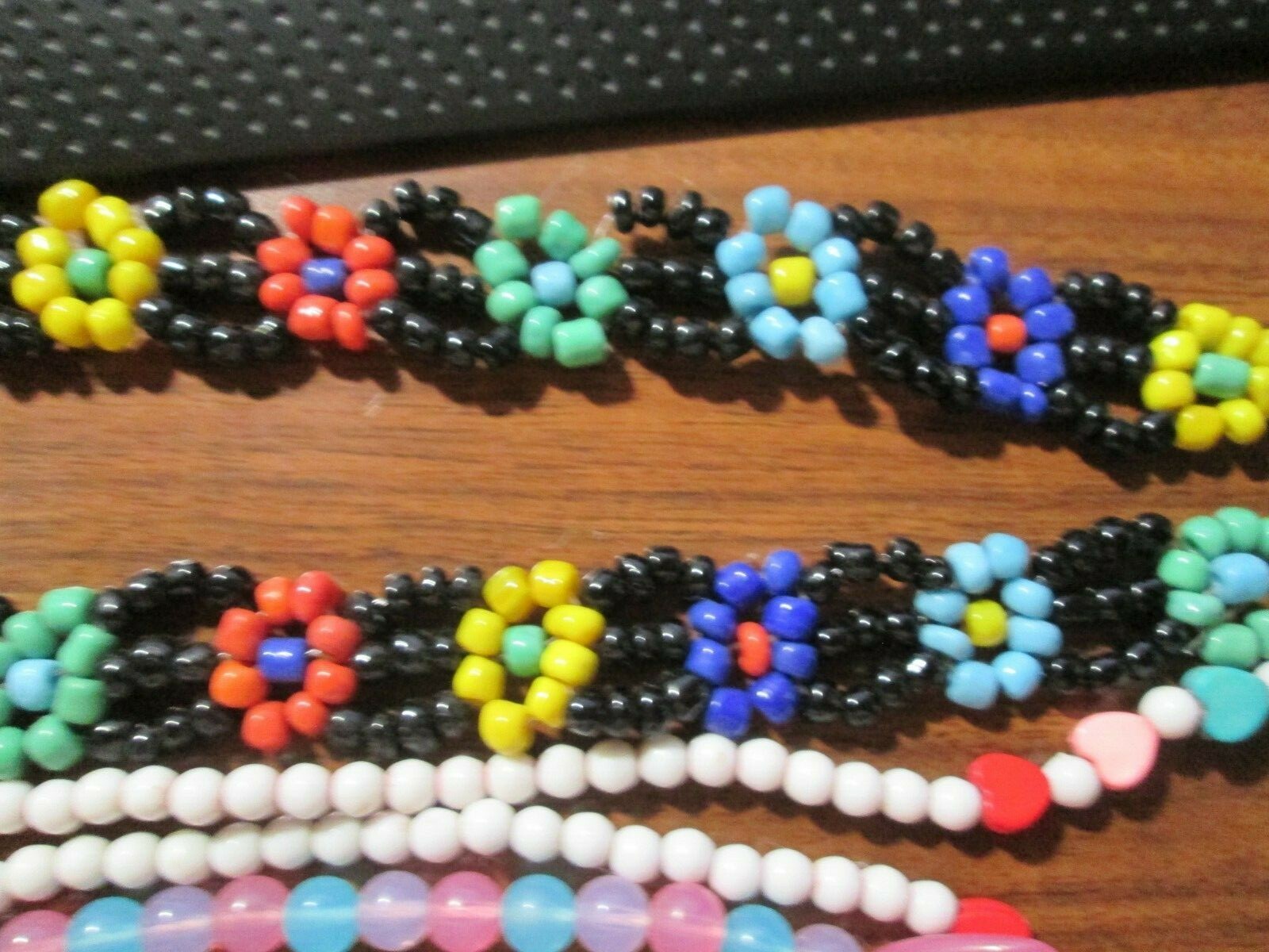 3 Great Colorful Kids Necklaces about 14.5″- 15.5″ long 1 can be headband,longer