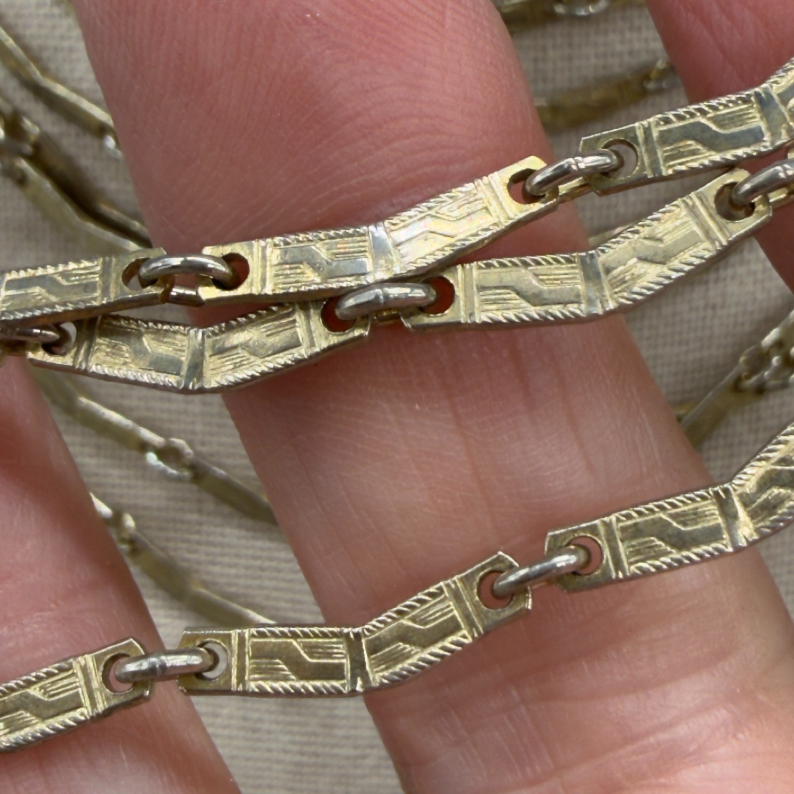 Vintage Bib Necklace Multi Chain Gold Tone Etched Bars Hook Clasp