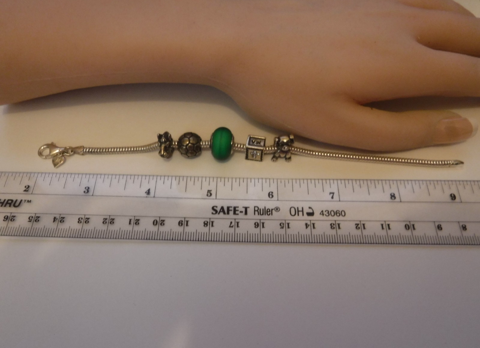 Michael Anthony MA Sterling Slide Charm Bracelet 5 Italy 925 MA Charms 7.5″