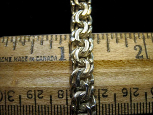 NEW DOUBLE ROLO LINK STERLING SILVER CHAIN BRACELET 24.4 grm – 7.5″ TAXCO MEXICO