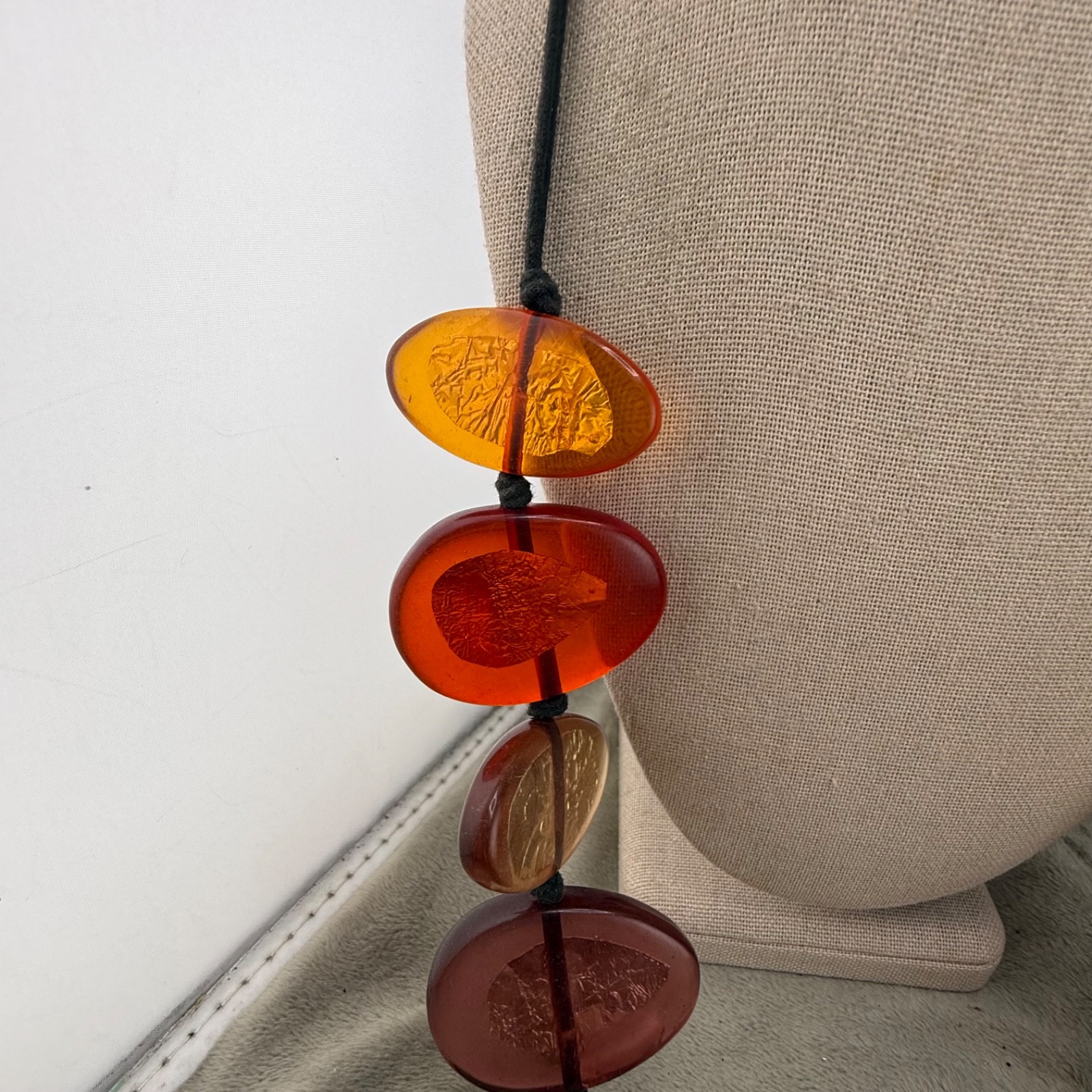 Vintage Beaded Necklace Chunky Acrylic Statement 32”