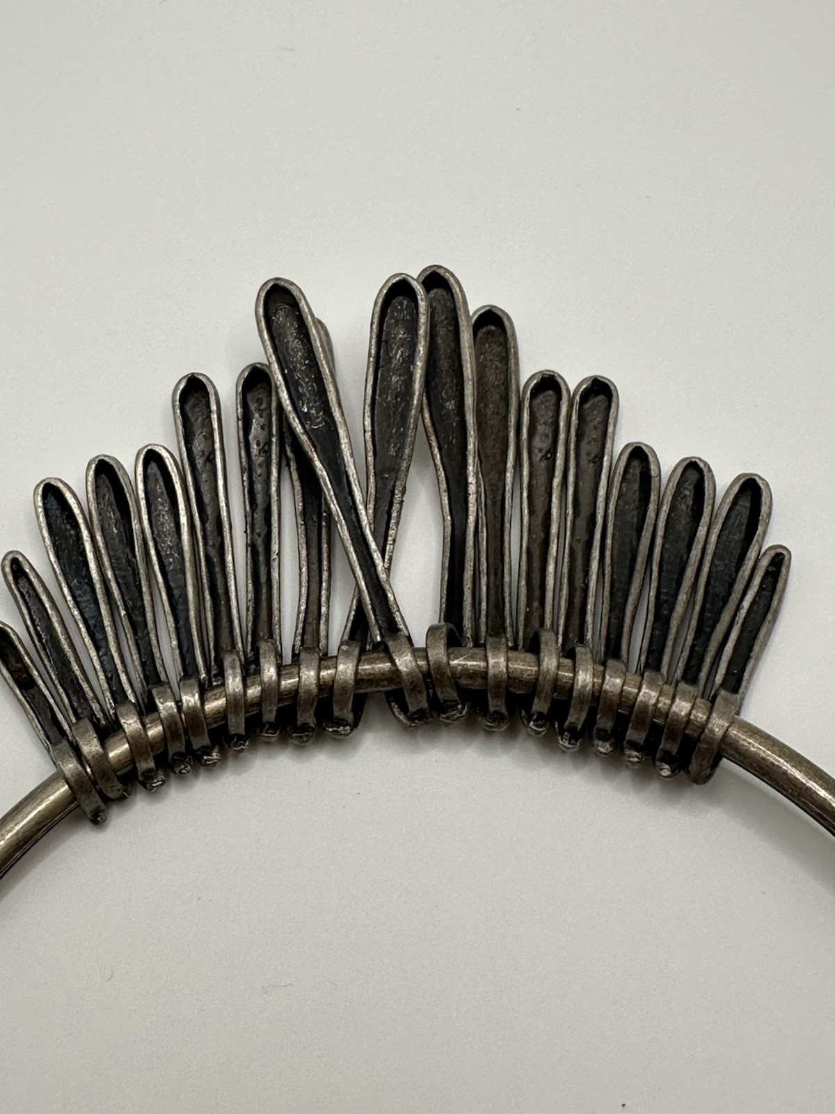 Vintage Retro Metal Spike Bib Choker Necklace 11”