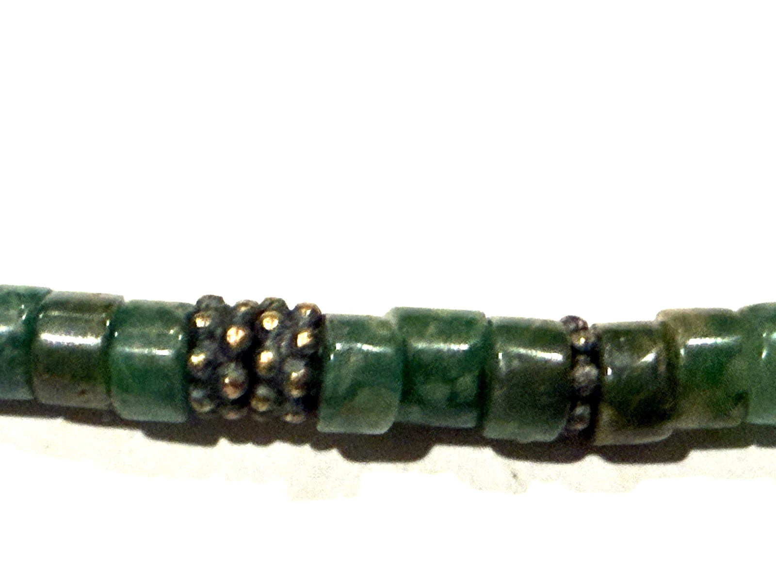 LAUREN RALPH LAUREN JADE GREEN BEAD CAVIAR SPACERS BRASS PENDANT 16″ NECKLACE EU