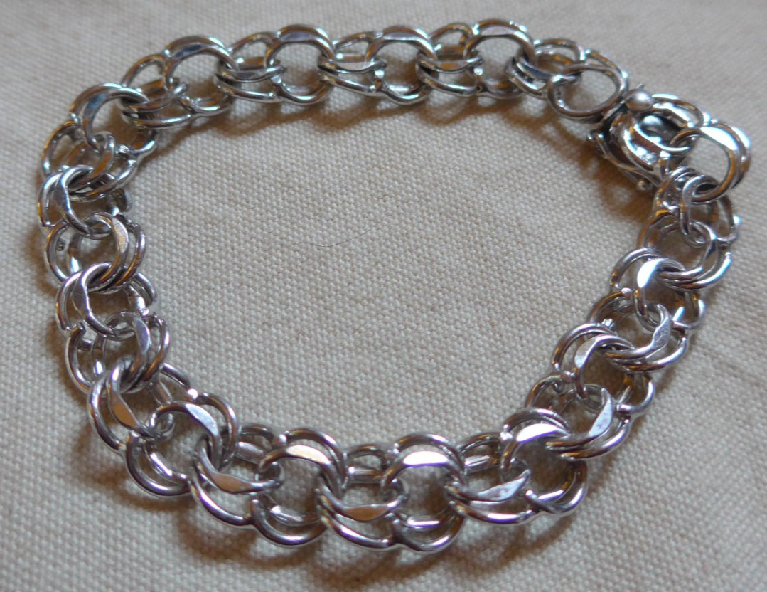 Vintage 925 Sterling Silver Box Latch Charm Bracelet Starter Charm 7″