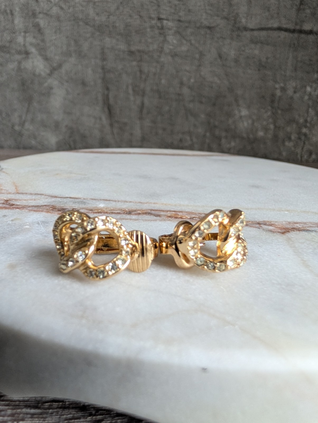 Vintage Christian Dior Gold-Tone Knotted Rope Clip-On Earrings