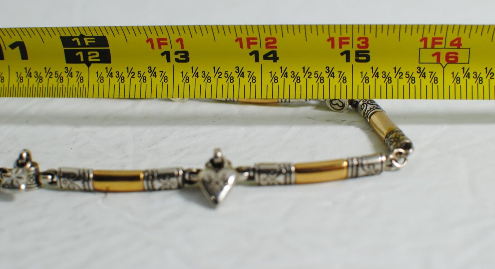 Retro Vintage Shiny Gold Tone Bar Link Chain with Small Charms Necklace 30”