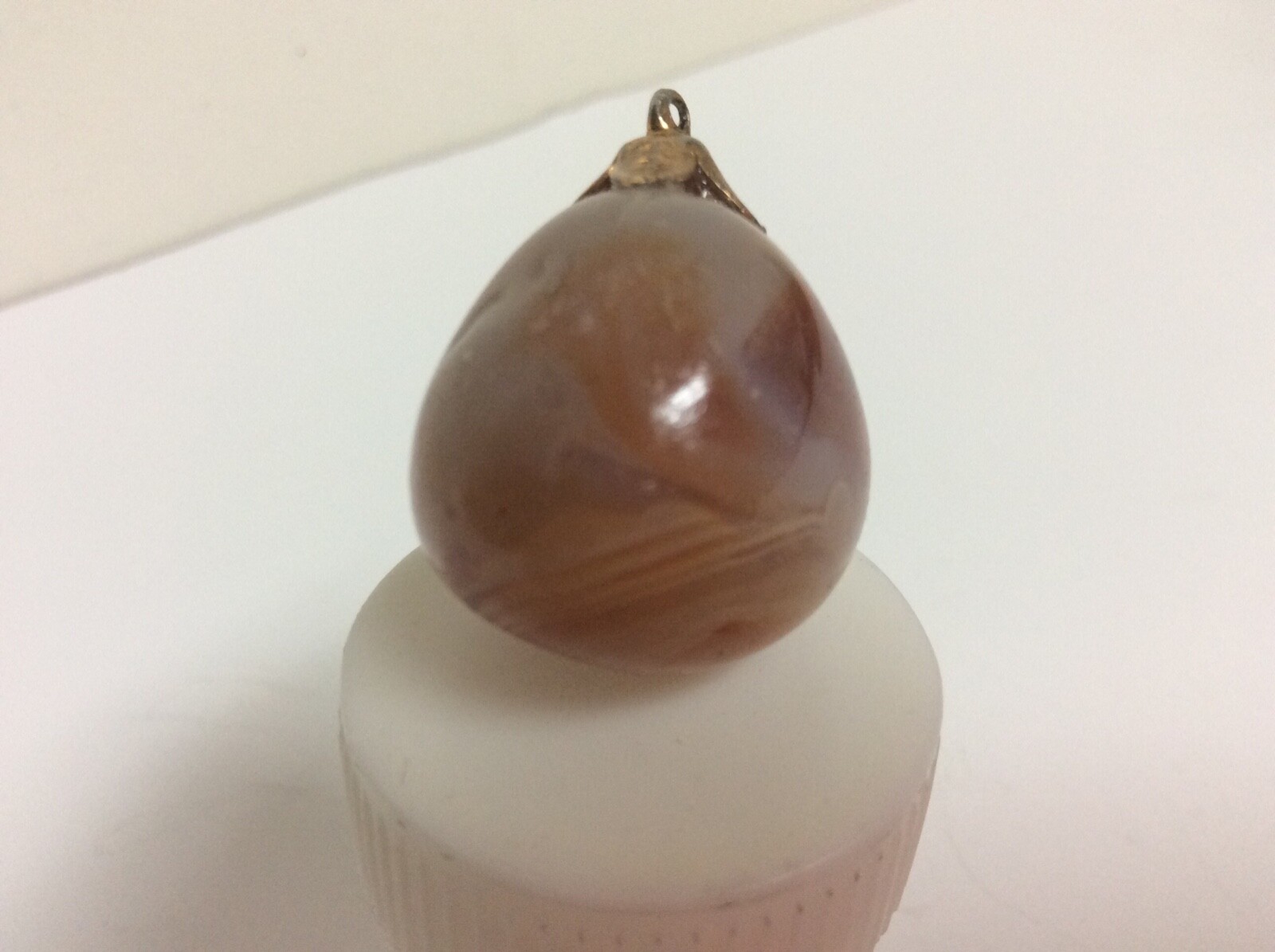Vintage Polished Stone Swirl Agate Pendant Pear Shape