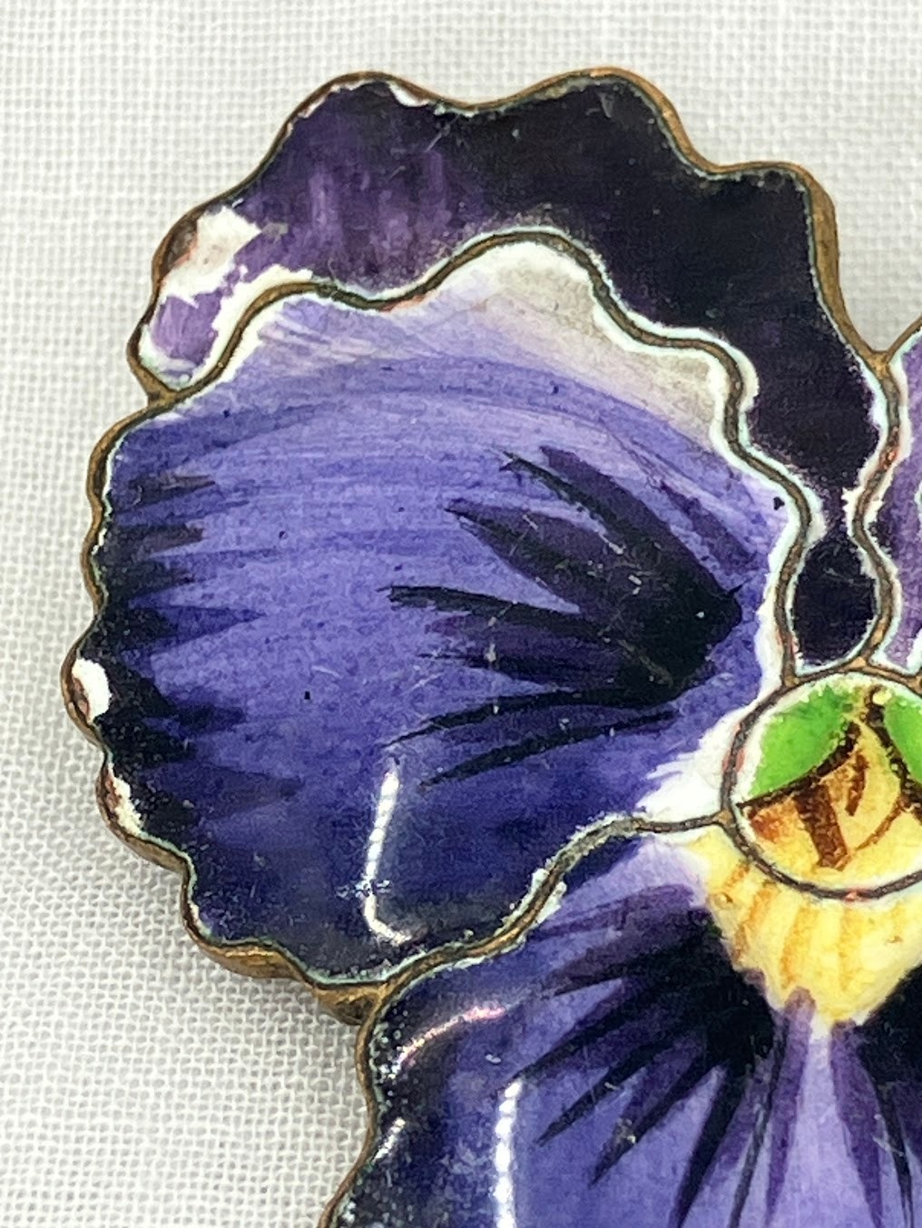 Vintage Enamel Pansy Brooch Flower Shaped Pin