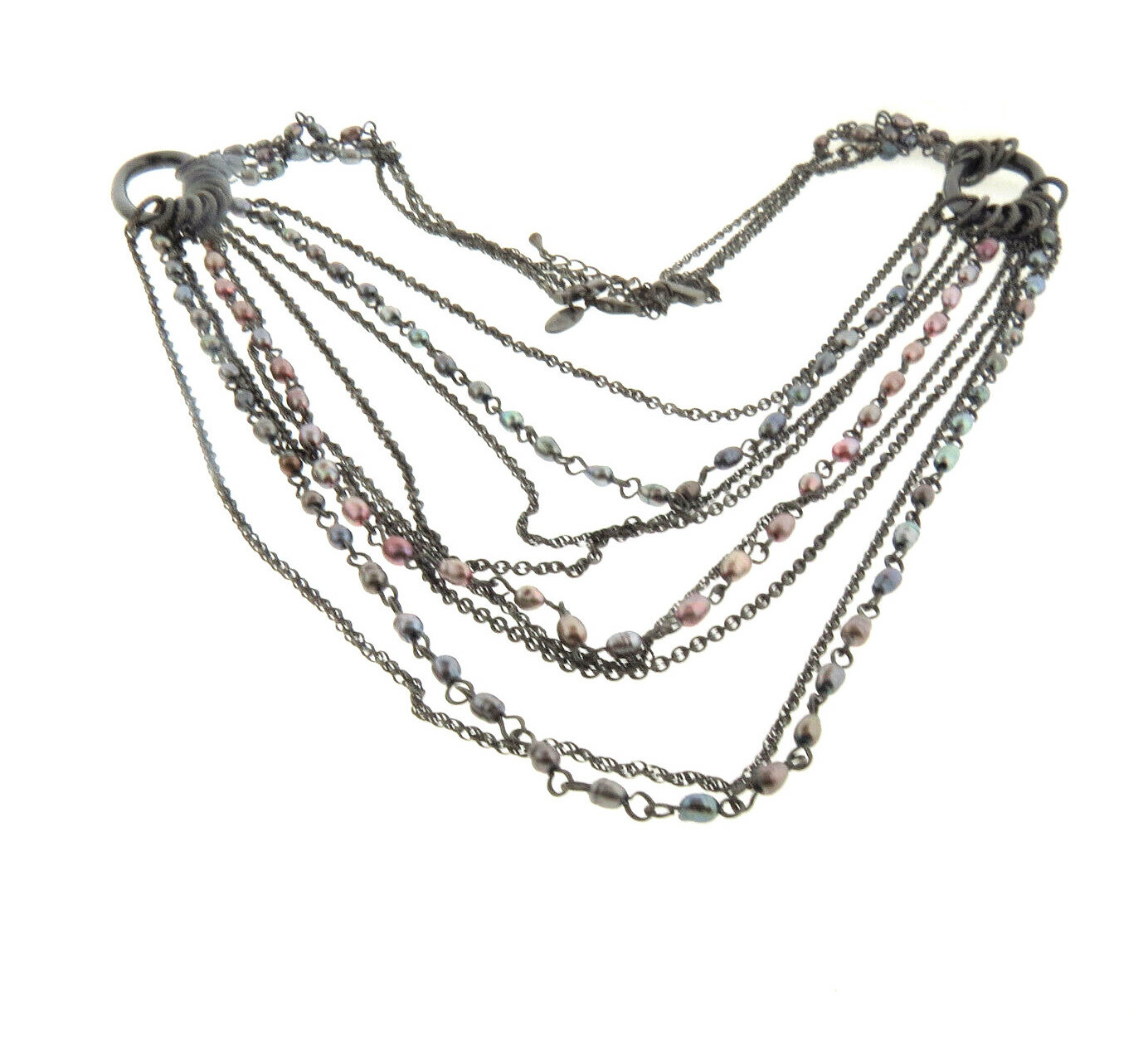 Lia Sophia Fresh Water Peacock Pearl Necklace 25-28″ 6 strand