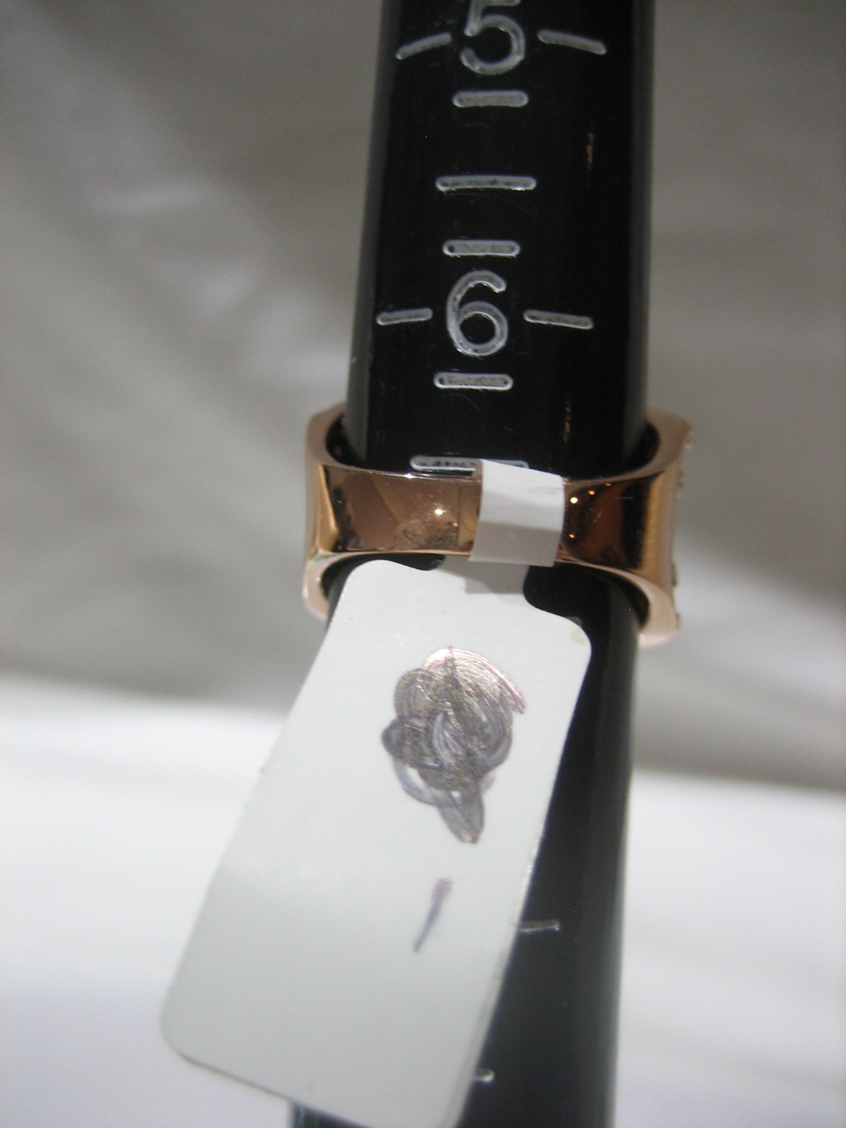 STUNNING YGI ROSE GOLD TONE STERLING SILVER PINK CRYSTAL CIGAR RING SIZE 6.5