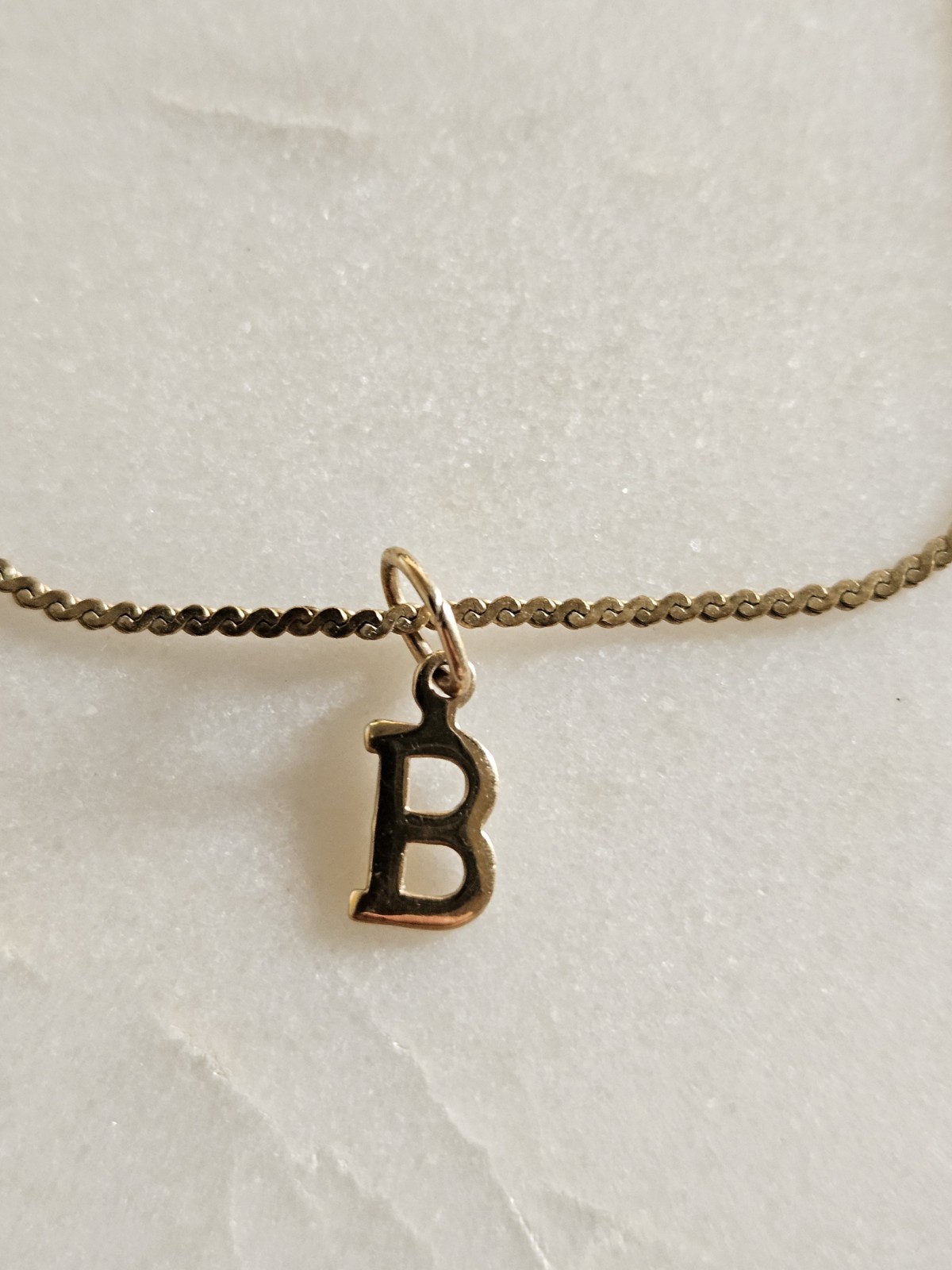 12KT Gold Filled Necklace With 14Kt Yellow Gold B Letter Initial Pendant