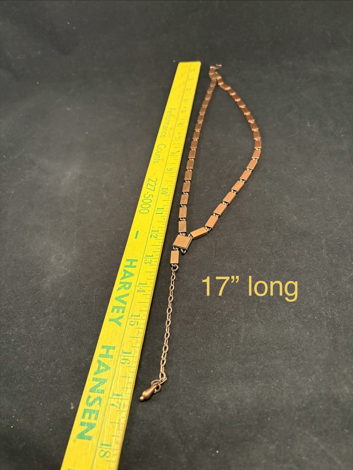 Vtg Renoir Copper 18” Rectangular Links Choker Double Necklace Clip Earring Set