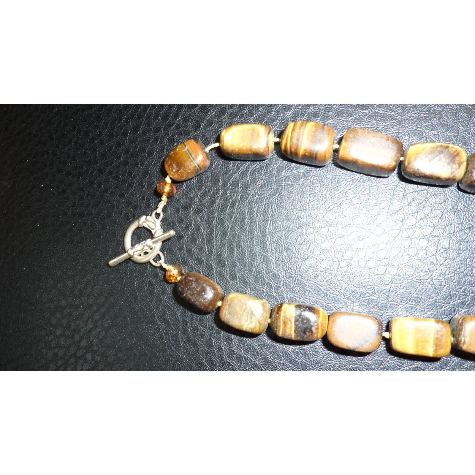 Stunning Vintage Tiger Eye Square Cut Jade ? 17″ Necklace Choker