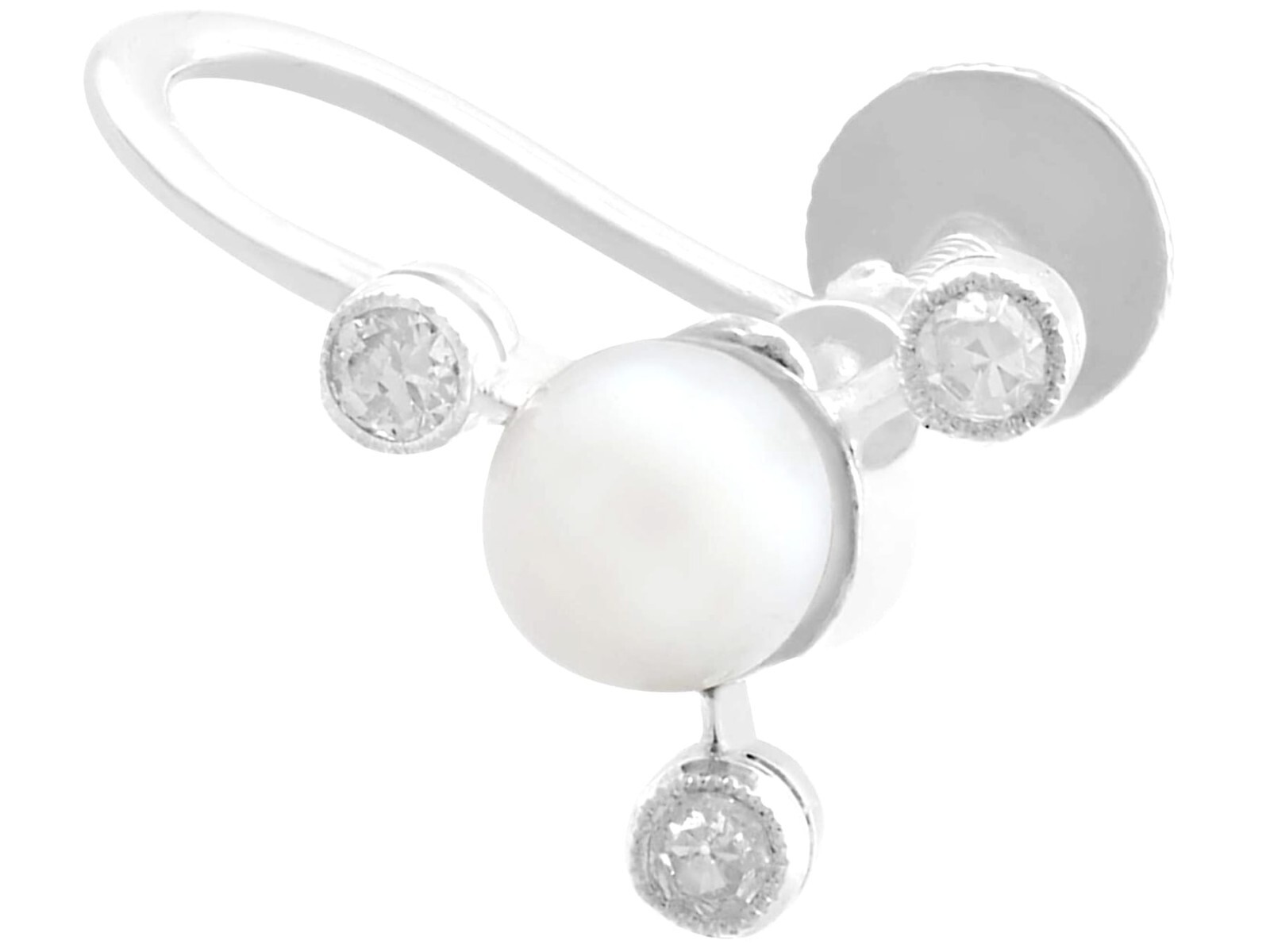 Vintage Diamond Pearl Earrings in 9k White Gold