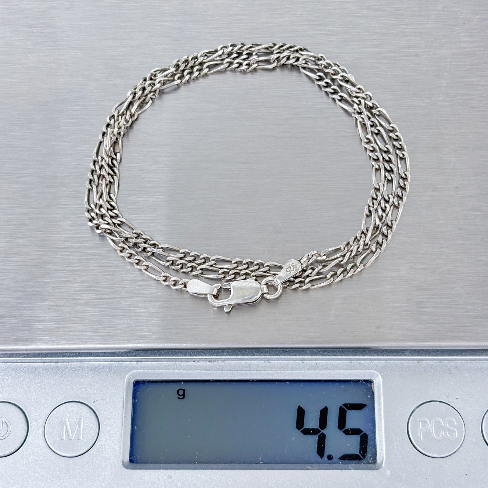 Vintage Sterling Silver 925 2.0mm Figaro Link Chain Necklace 18″