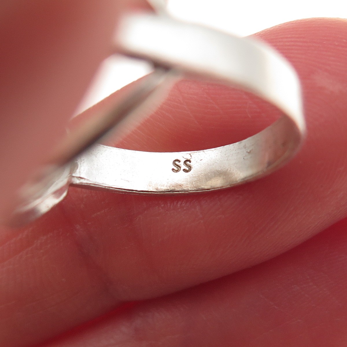 925 Sterling Silver Vintage Guardian Angel Coin Oxidized Ring Size 5.5