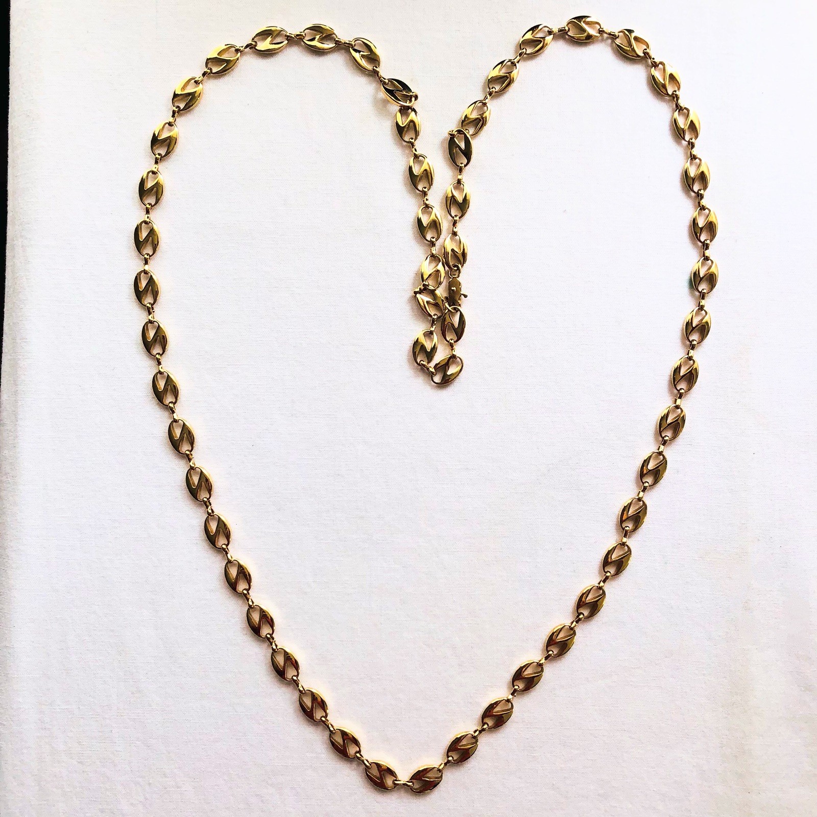 Mariner Anchor Chain Necklace Vintage Signed Classic Preppy Jewelry Gift 34”