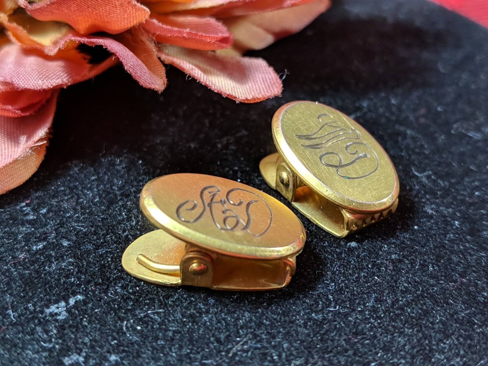Antique Foster Bailey F & B Tie Clip Estate Engraved Initial Cuff Links Insignia
