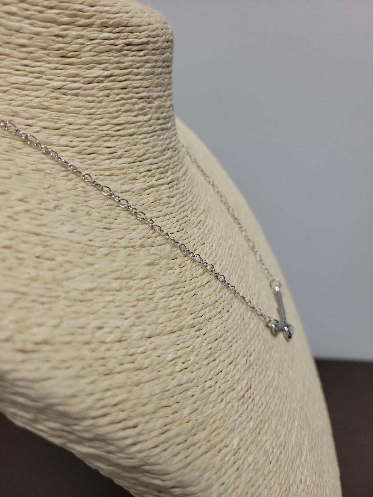 Silver Tone Solitaire Rhinestone Pendant Necklace 16 inches with 3 inch Extender