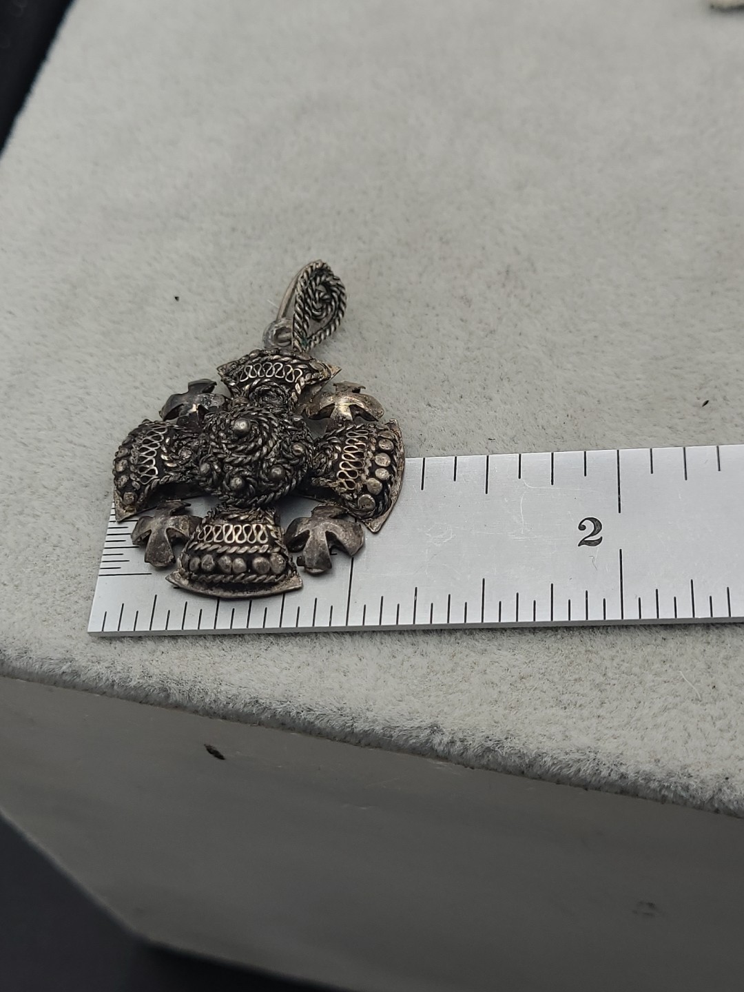 Vintage Antique 900 Silver Jerusalem Cross Pendant
