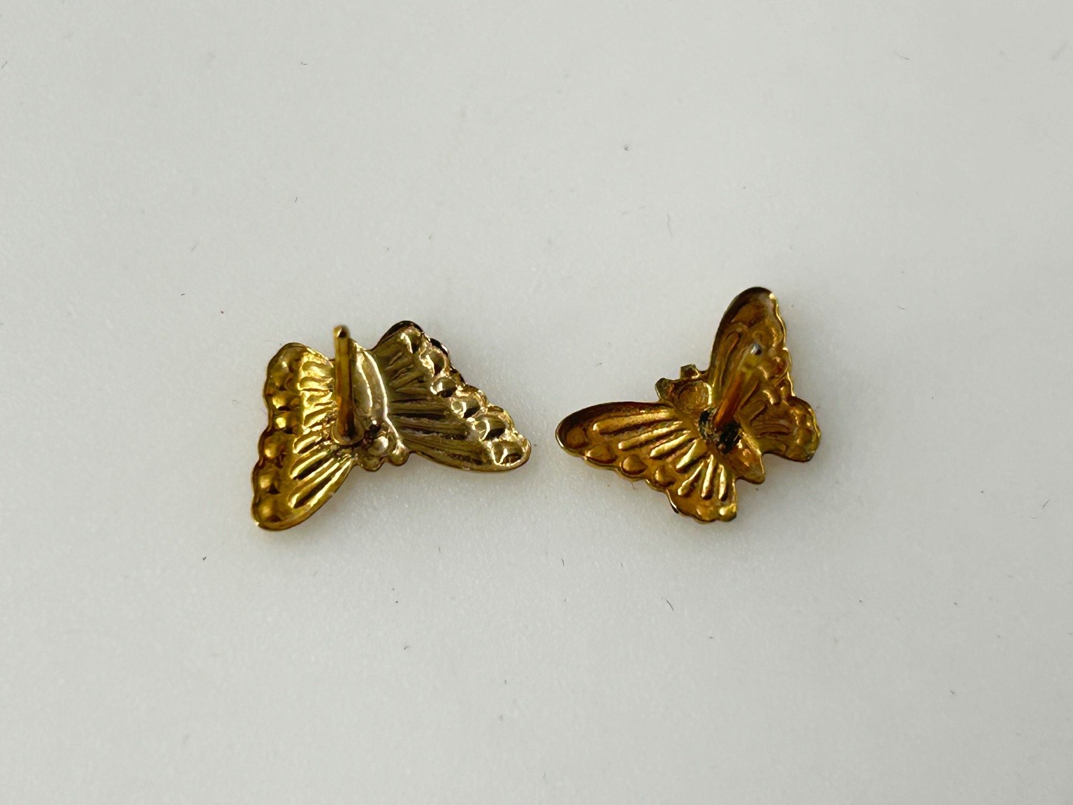 Vintage Style Butterfly Stud Earrings Gold Tone Metal Dainty Jewelry