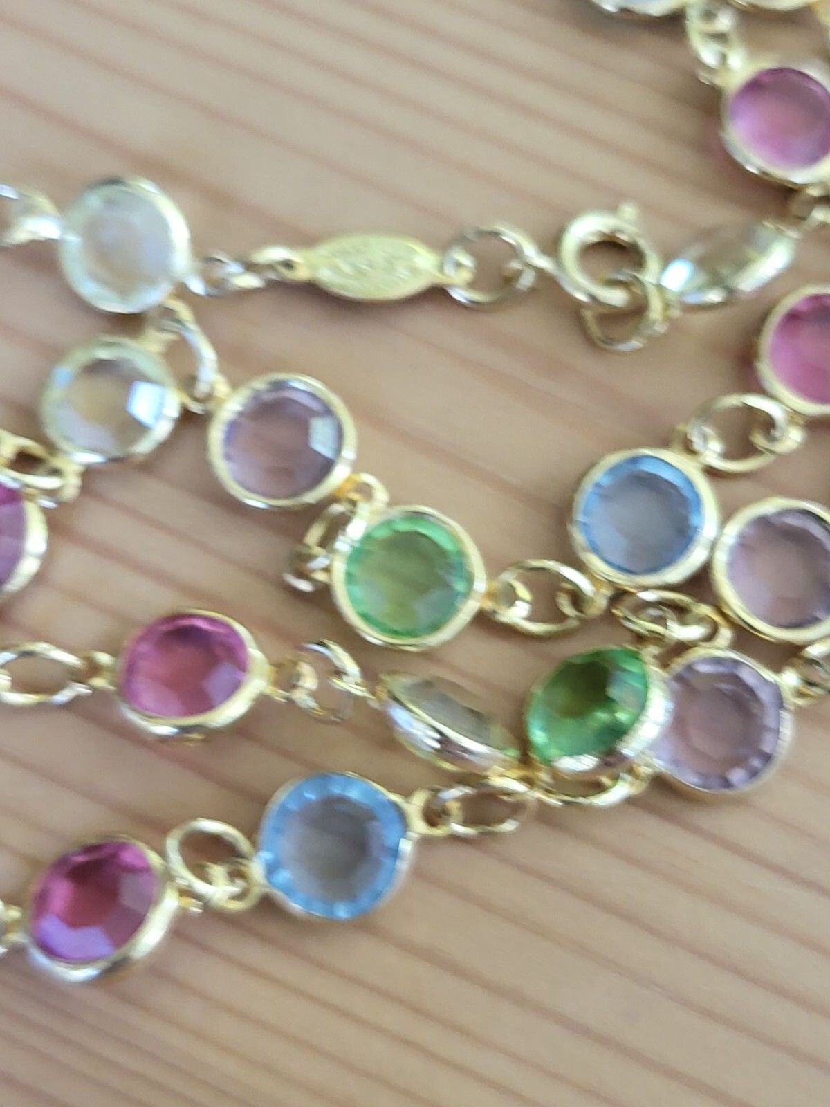 Vintage Pastel AUSTRIAN Crystal USA Bezel Set Crystals Necklace