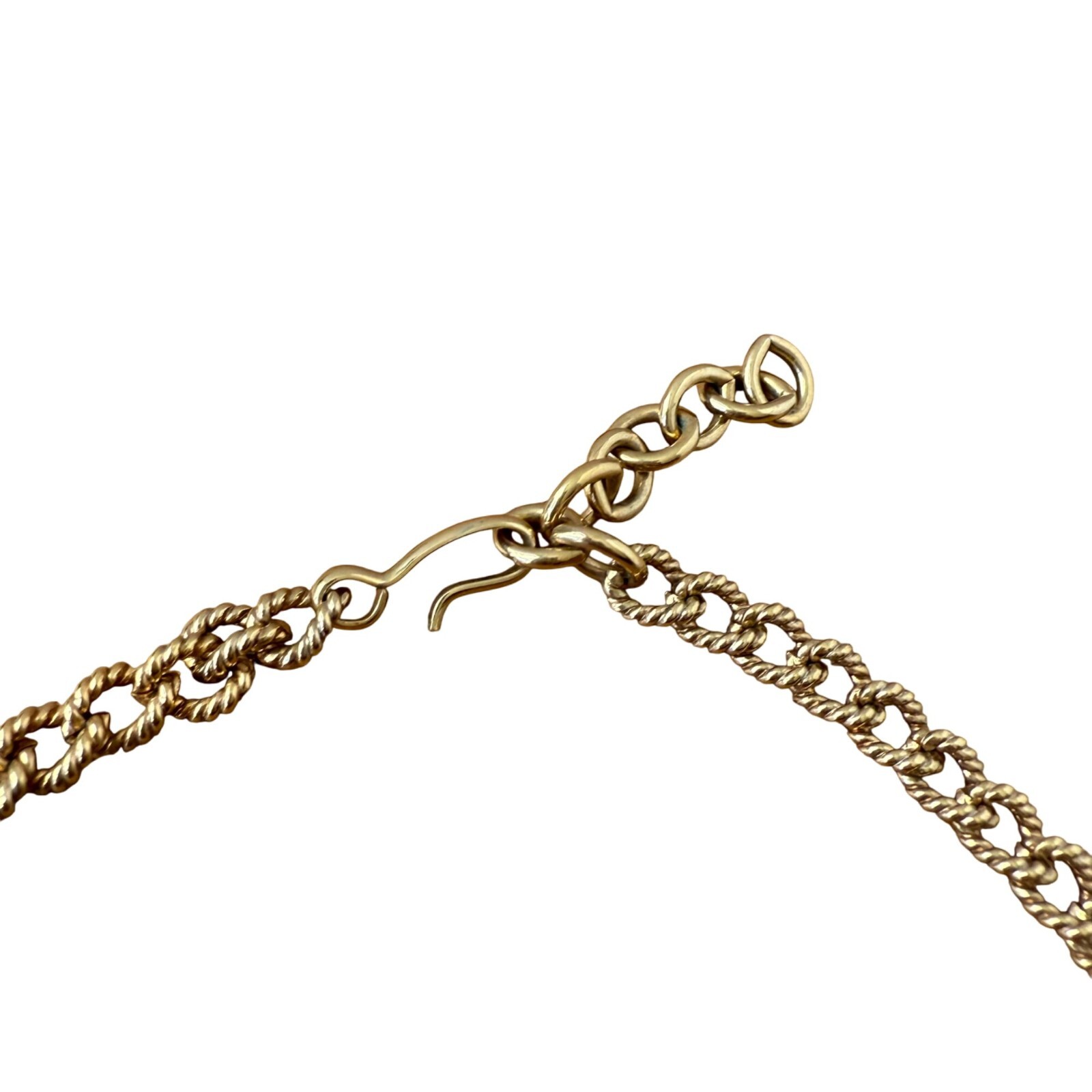 Vintage Monet Gold Tone Chain NecklaceTeardrop faux pearl and stones & Hook Clas