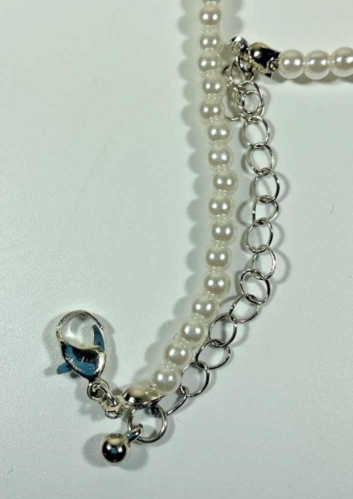 New White Stag Imitation Pearl Beaded Necklace 16 Inch Bridal Beauty Simple