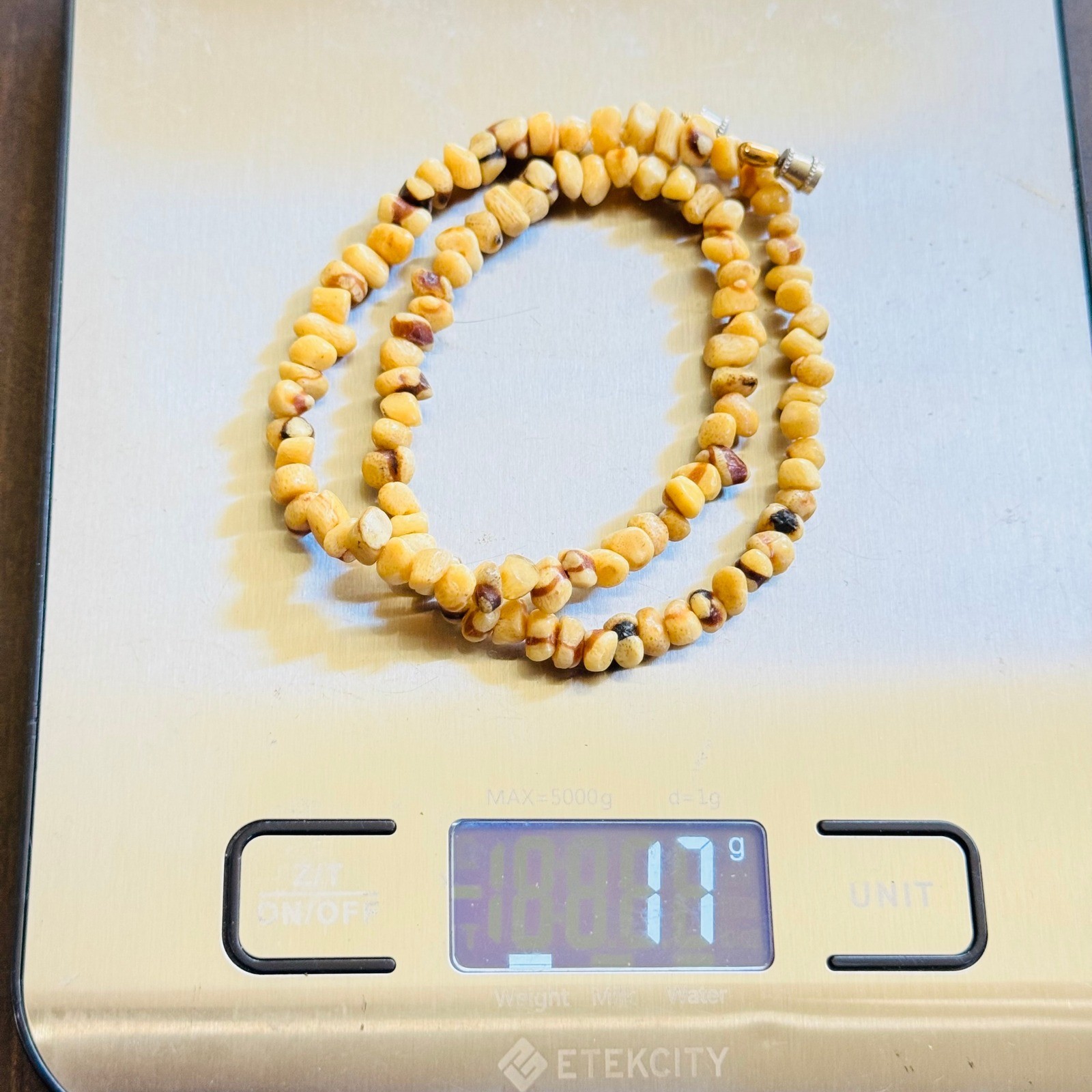 VTG Tiger Sponge Coral Necklace Genuine Natural Choker Beaded BOHO 17″ 17g