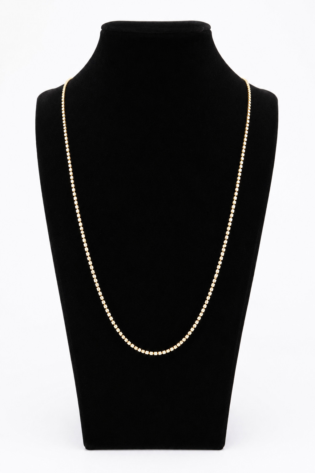Vintage Miriam Haskell 30″ Gold Plated Rhinestone Cup Chain Necklace *Signed*