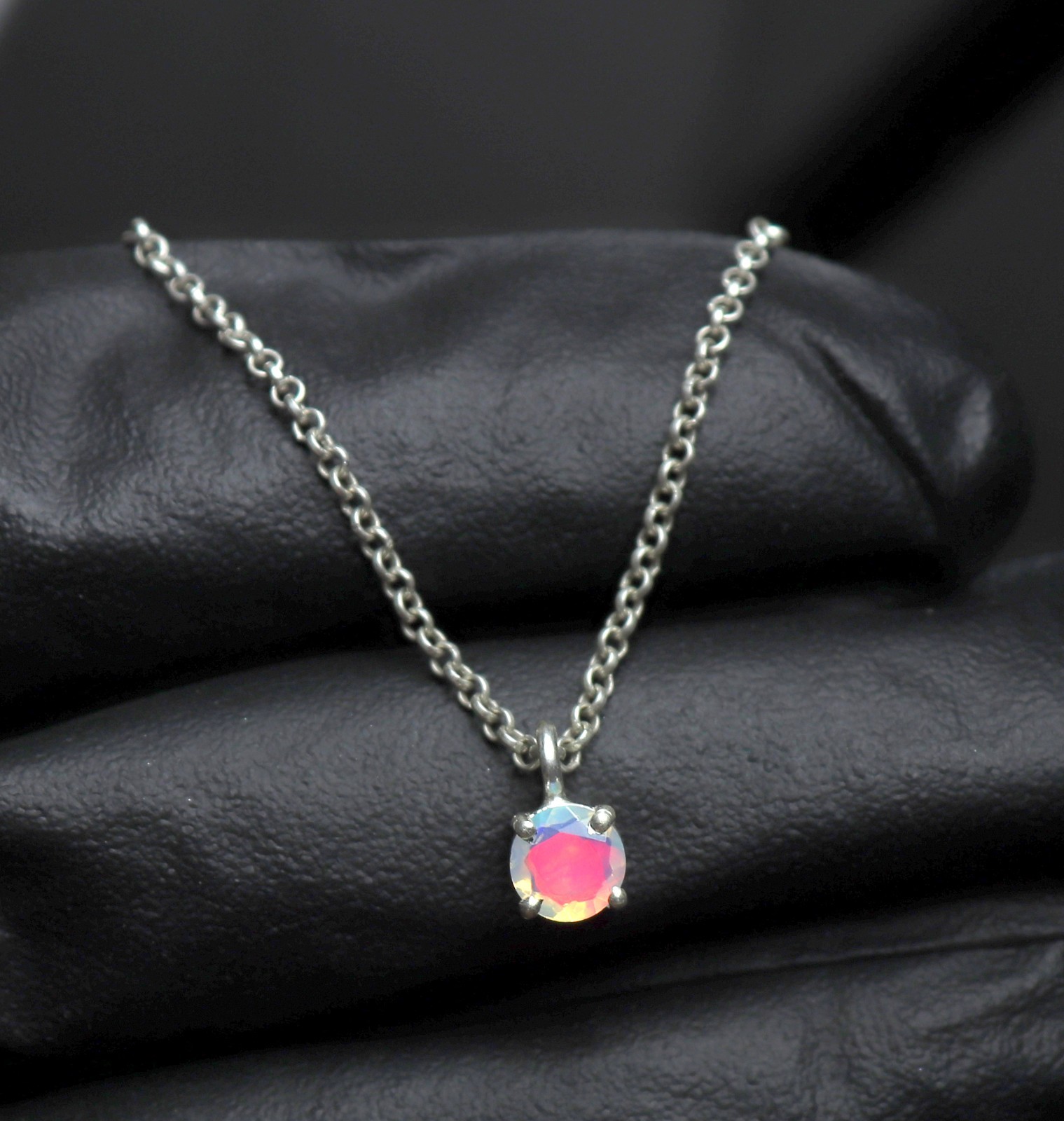 sterling silver fire opal pendant silver girly jewelry daily wear jewelry