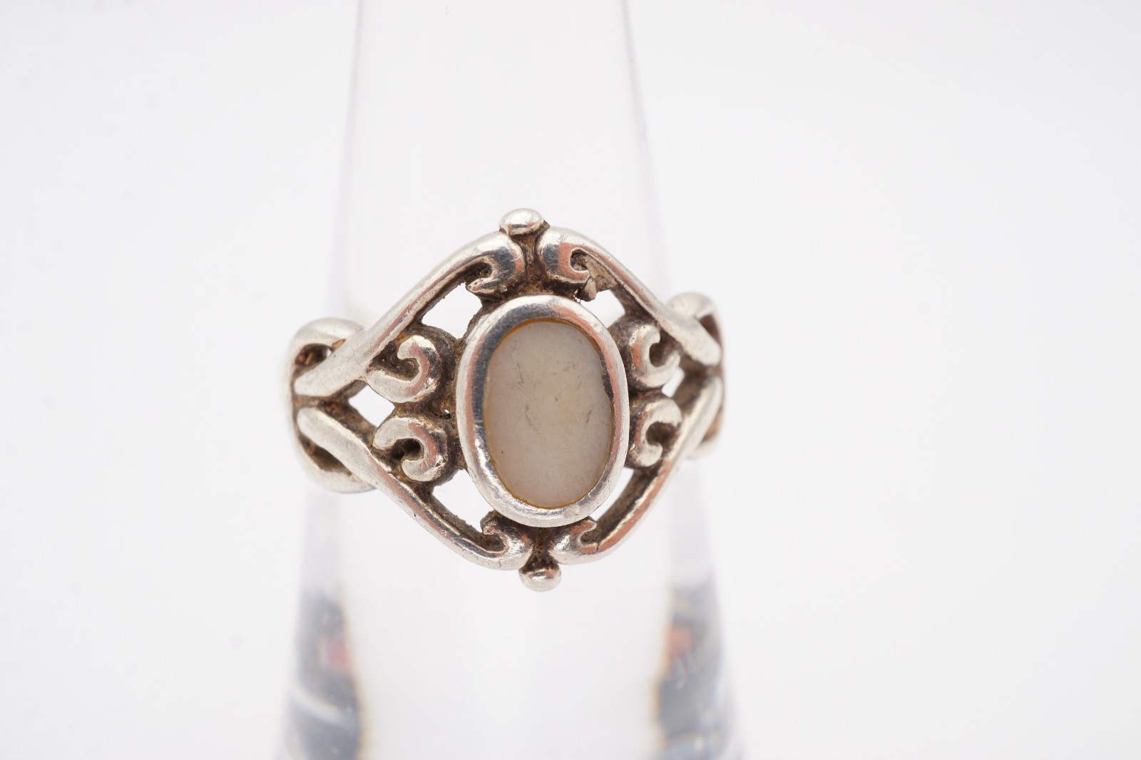 Vintage Sterling Silver 925 White Stone Ring Size 5.5 Marsala N6