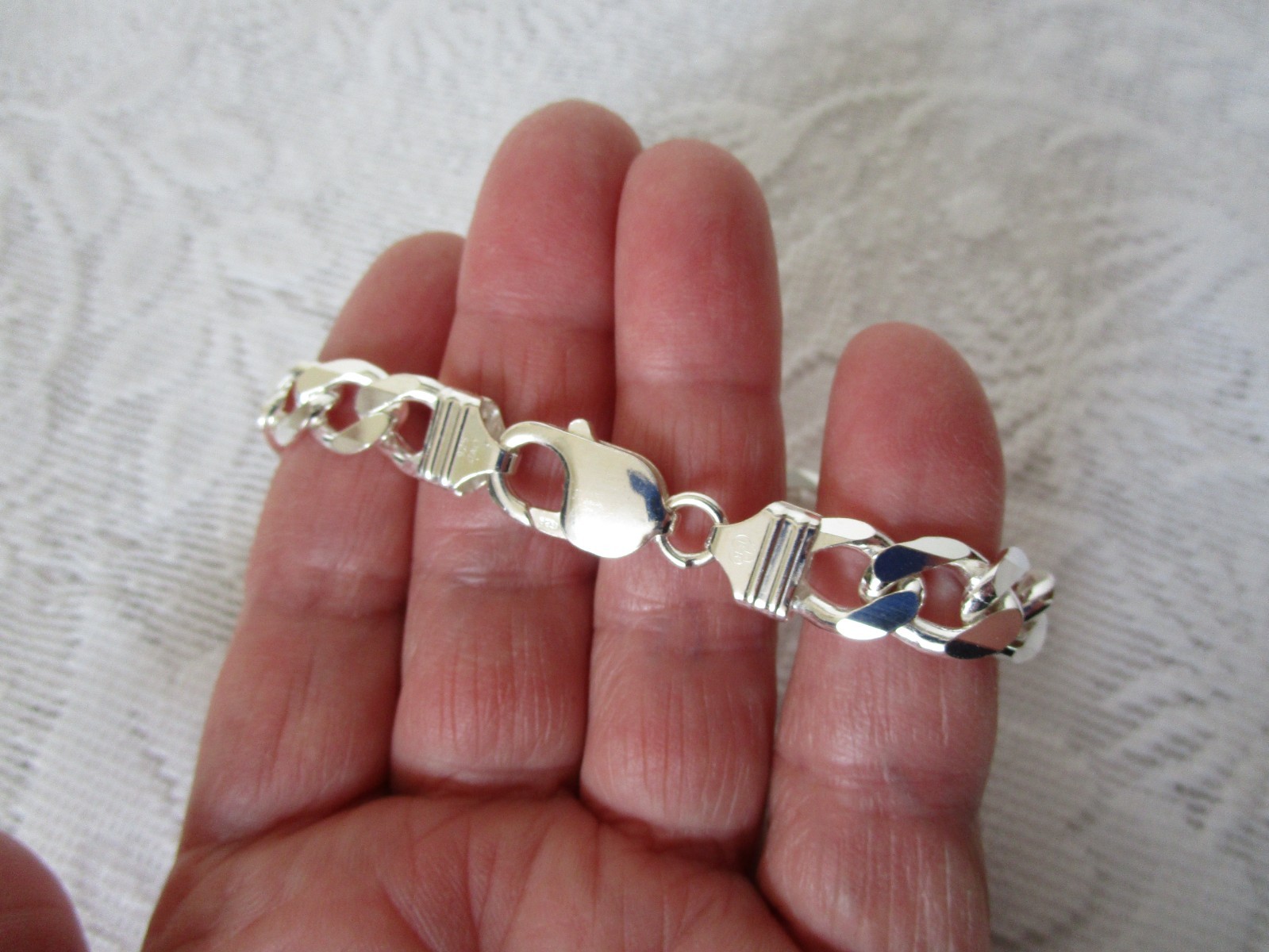 Vintage Sterling Silver Figaro Men’s Bracelet Italy Marked IBB 8.5” Long 3/8”W
