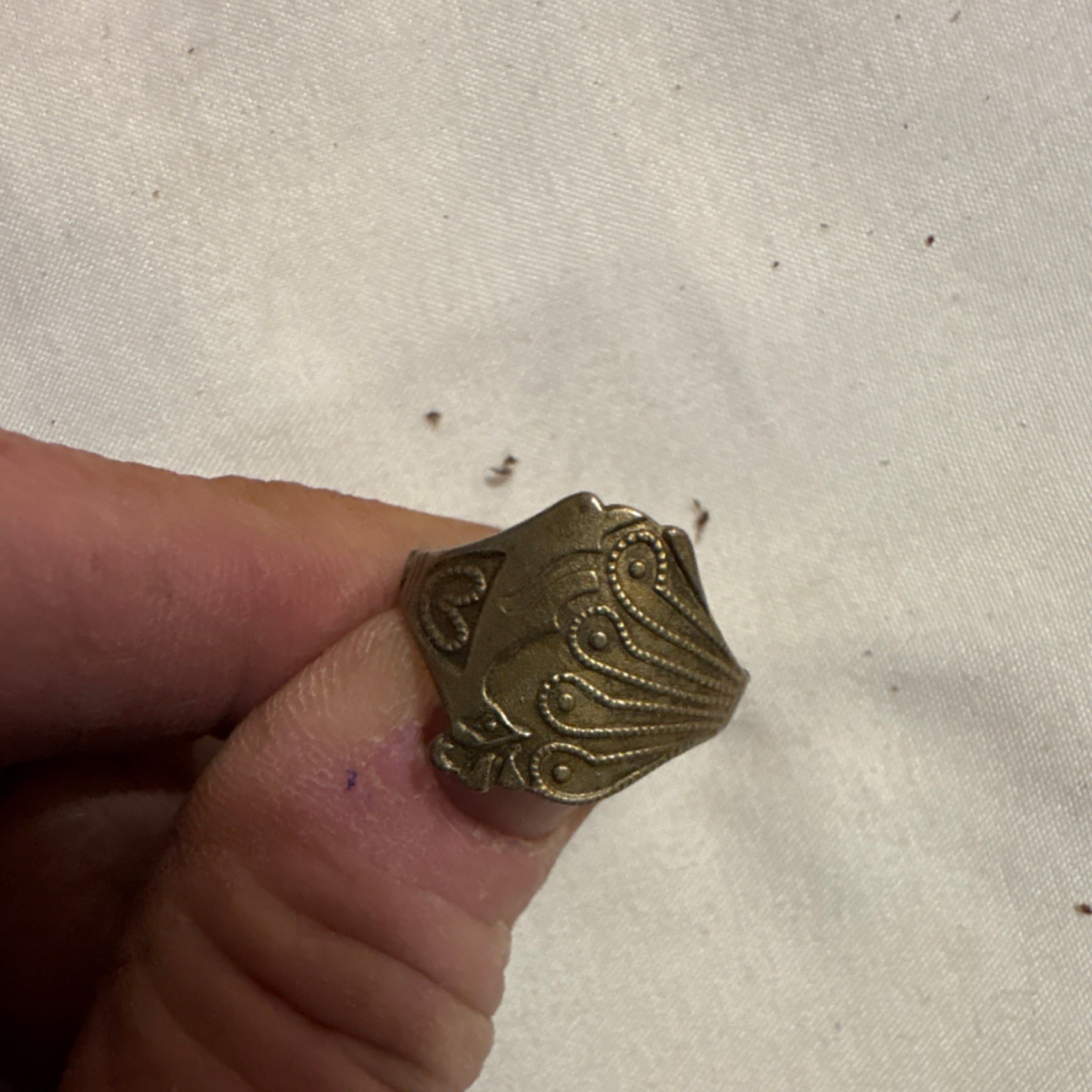 Vintage Ornate Asymmetrical Brass Ring Gold Color No Stone Unique Design Jewelry