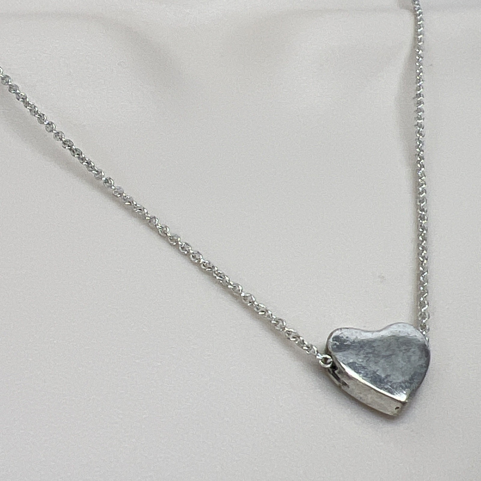 Claire’s MIDDLE SIS Sliding Heart Pendant Necklace Vintage Silver Tone 18”