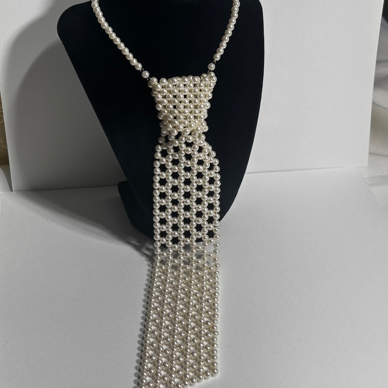 Vintage Beaded Necklaces Faux Pearl Necktie Multi Color MCM Retro 14 pc