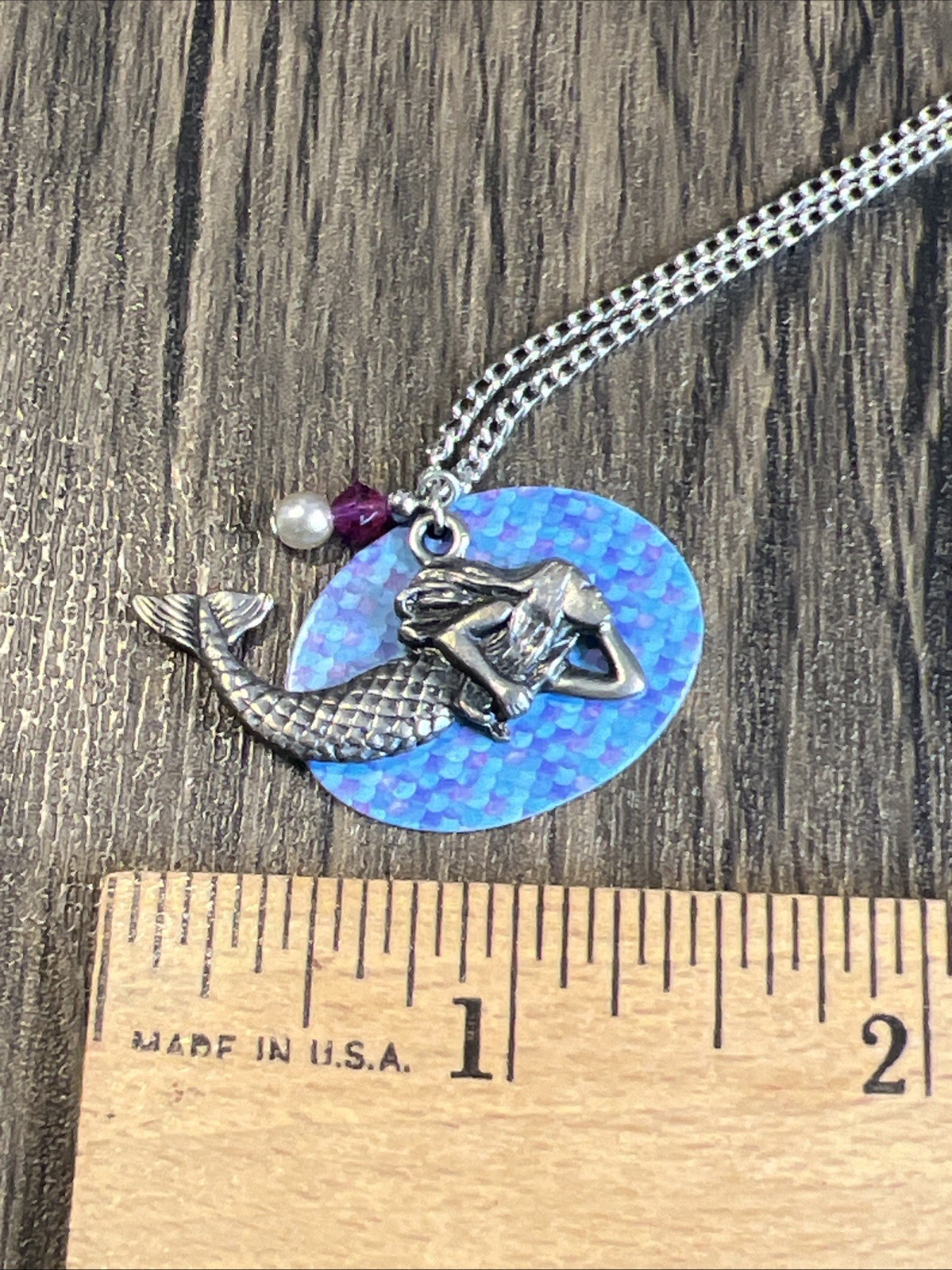 Vintage Mermaid Necklace Silver Toned Chain And Lobster Claw Clasp