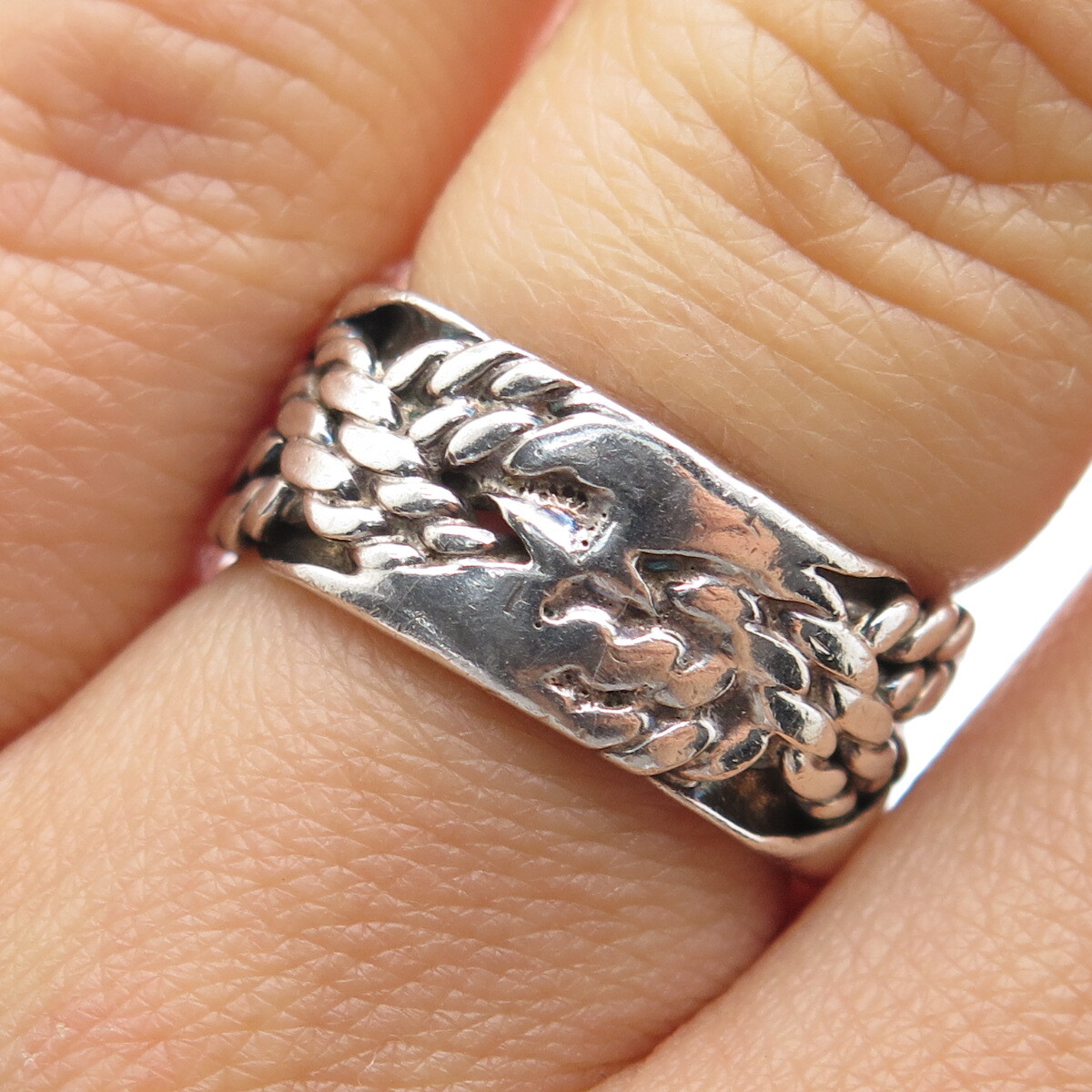 DOMINIQUE DINOUART 925 Sterling Vintage Mexico Crisscross Band Ring Size 6.25