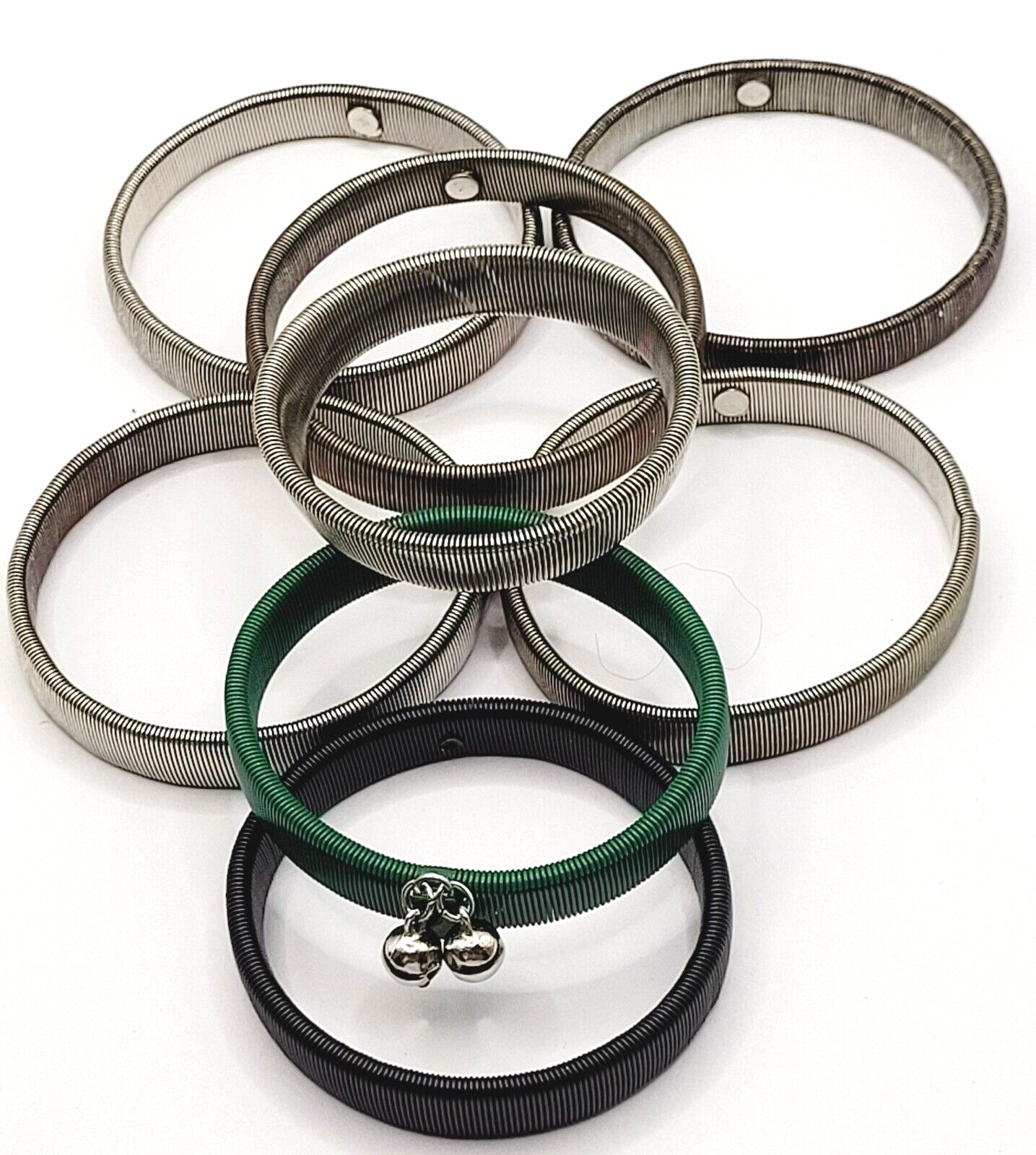 8 Slinky Stretch Coil Shirt Garter Band Style Vintage Bracelet Costume Jewelry