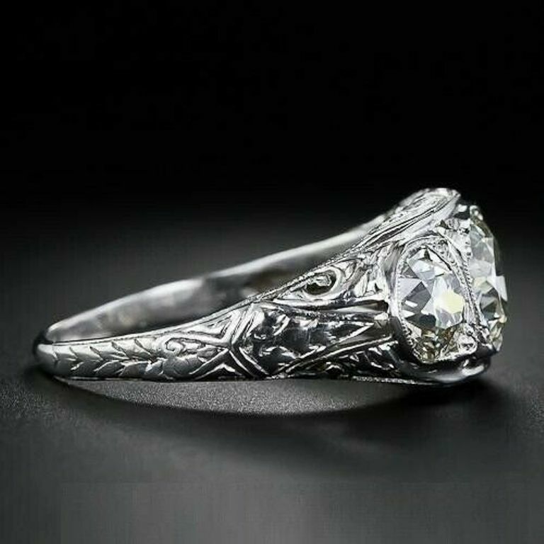 2.80Ctw White Round Simulated Diamond Art Deco Wedding 925 Sterling Silver Ring