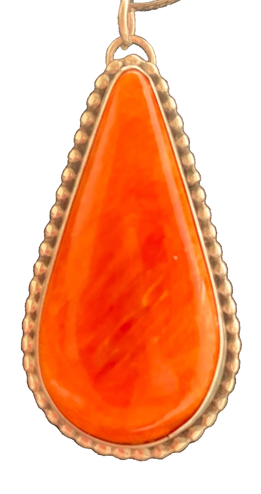 SW Sterling Silver Spiny Oyster Shell Pendant, Large Teardrop Cabochon Signed AC