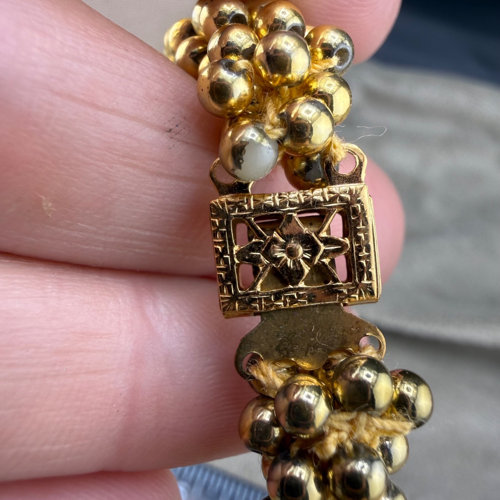 Vintage Popcorn Beaded Necklace Rope Gold Tone